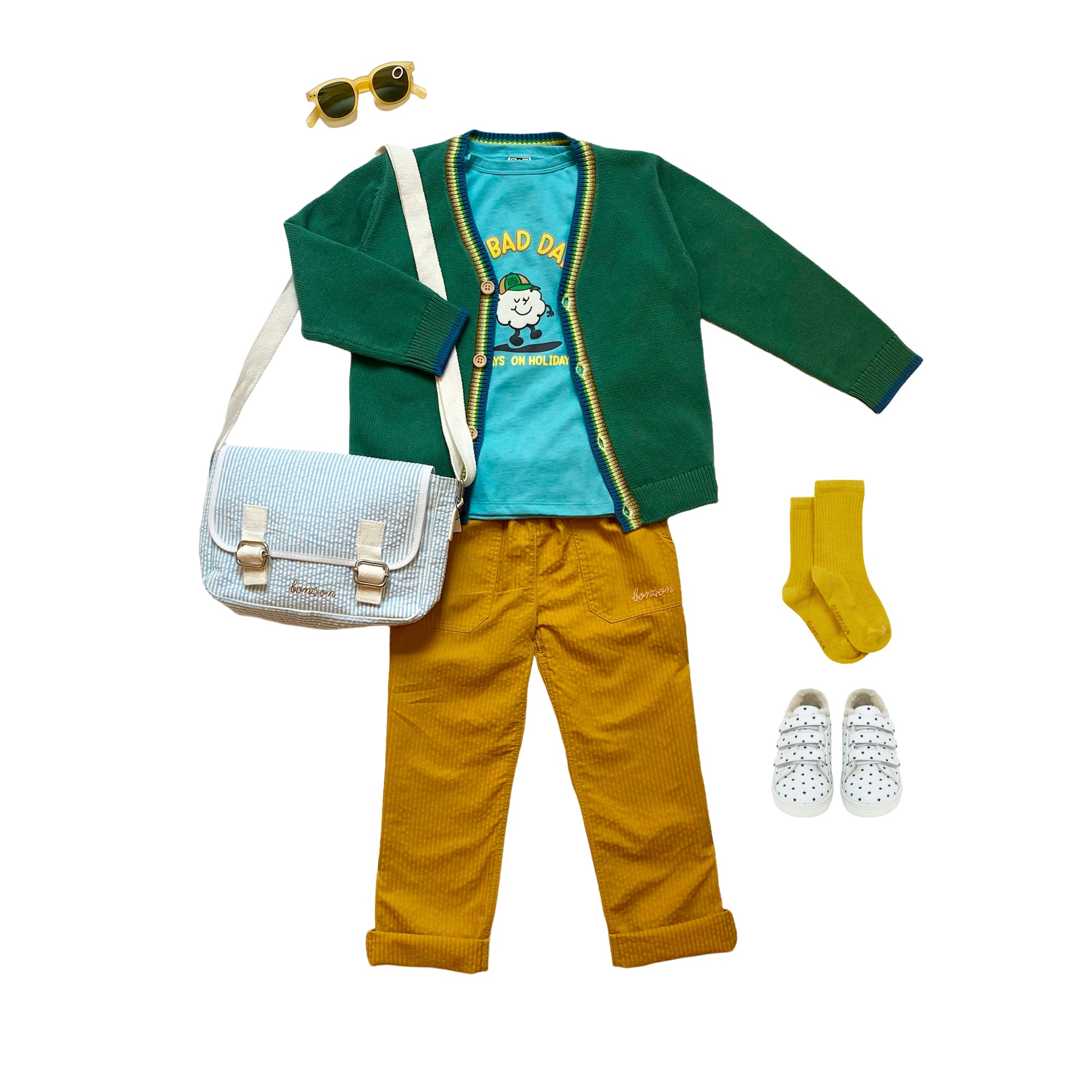 Boys Green Cotton Cardigan