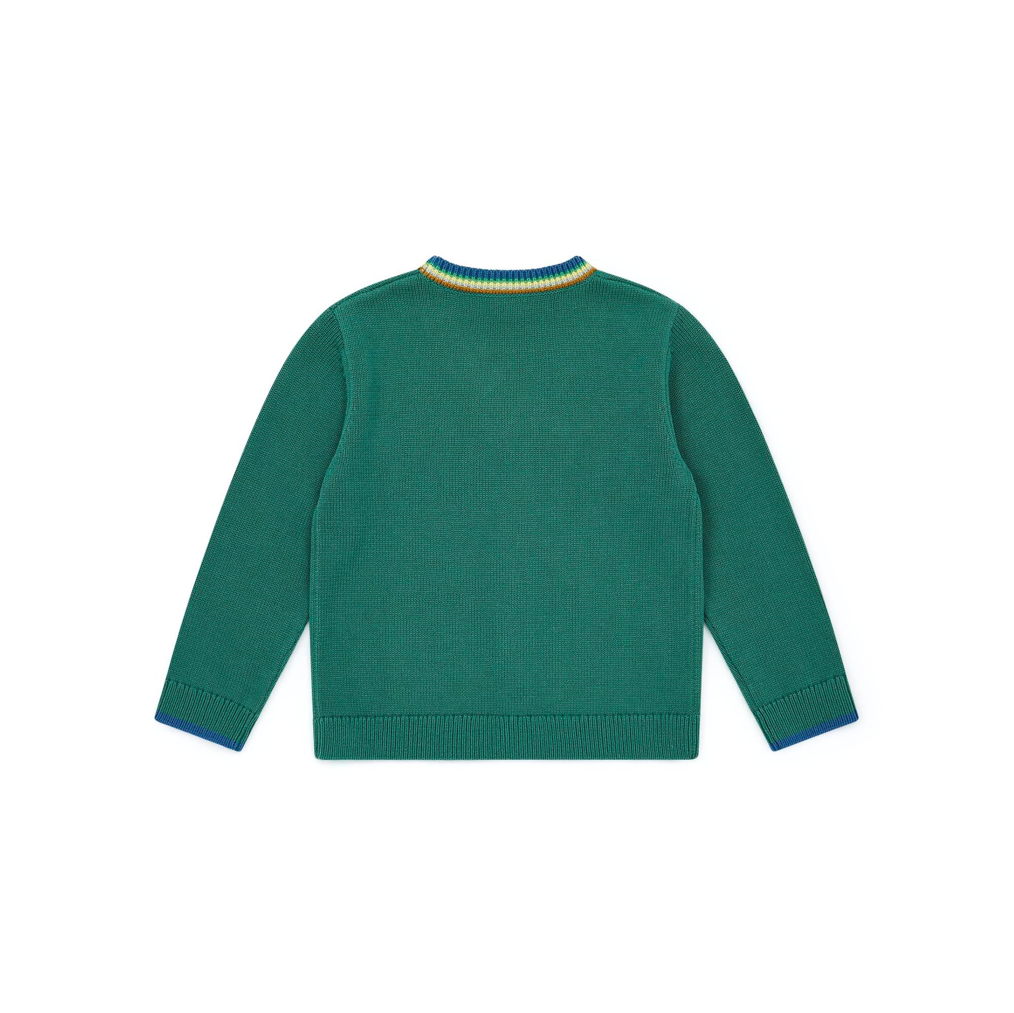 Boys Green Cotton Cardigan
