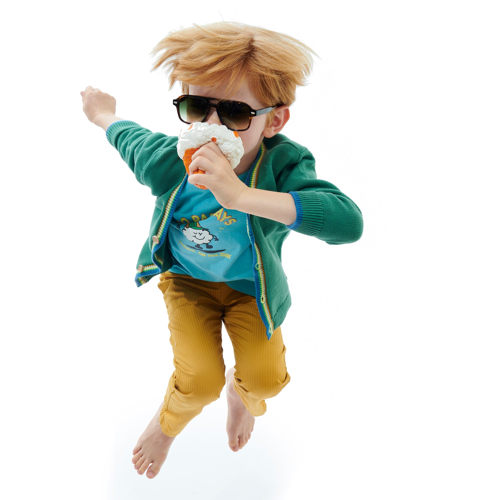 Boys Green Cotton Cardigan