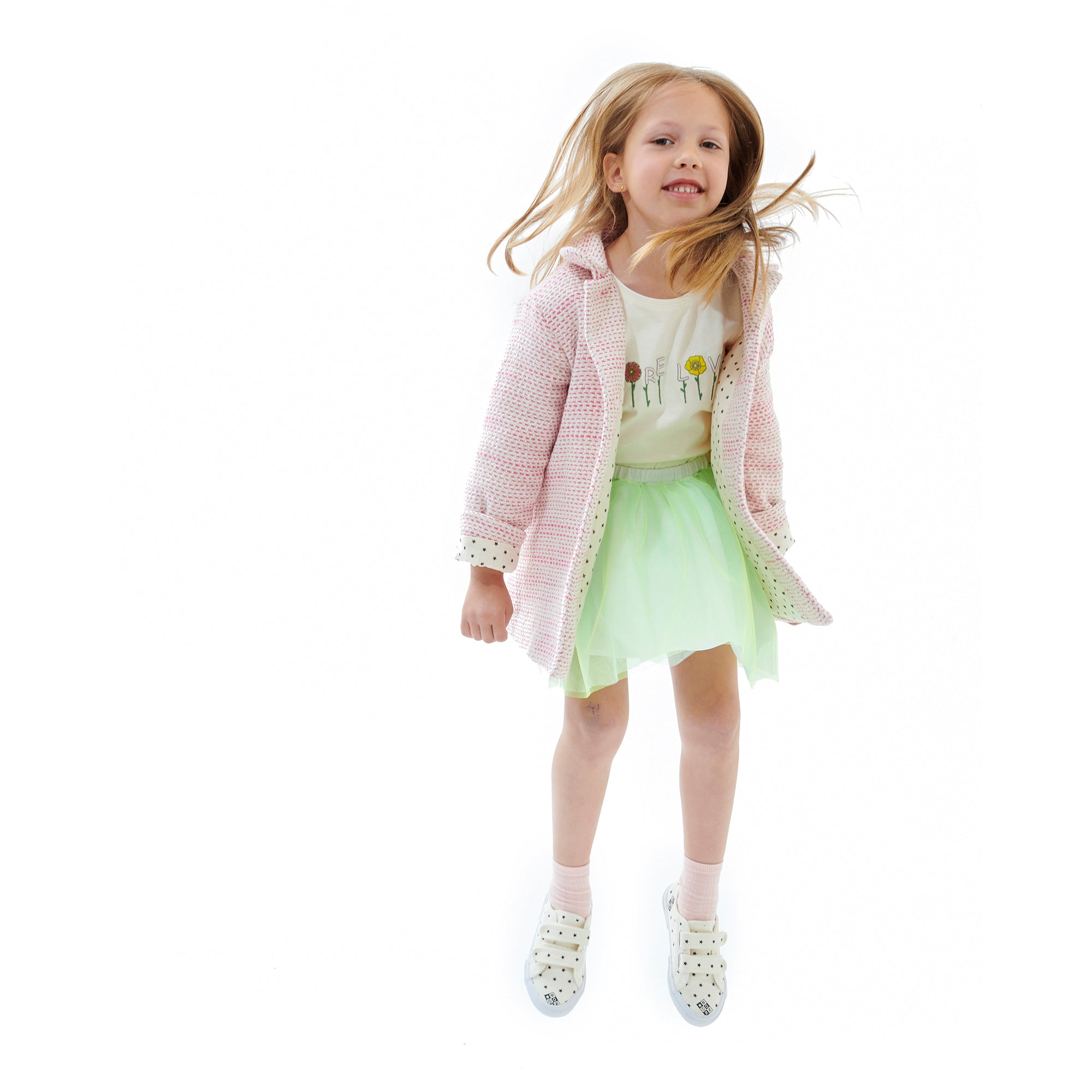 Girls White Printed Cotton T-Shirt
