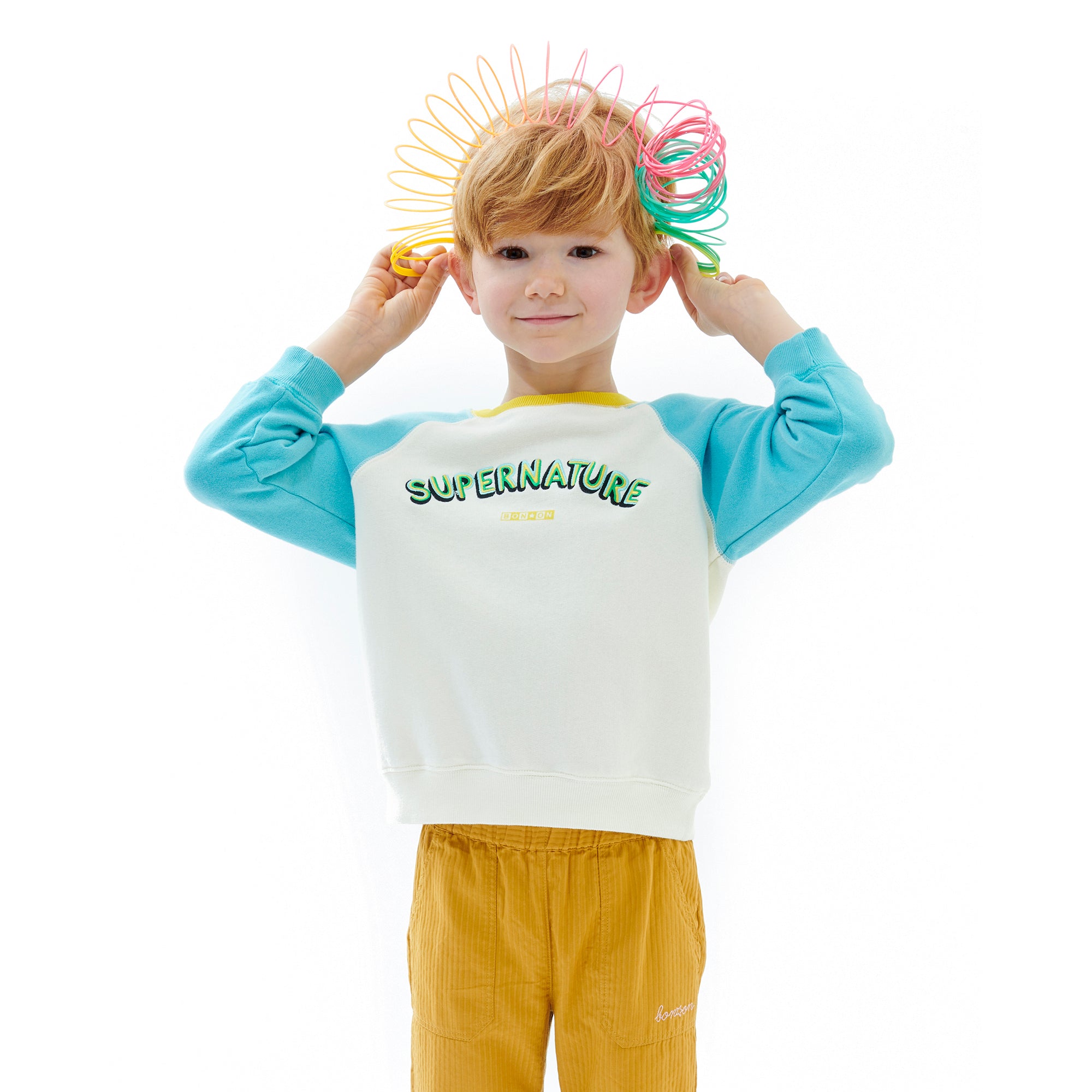 Boys White Logo Cotton Sweatshirt
