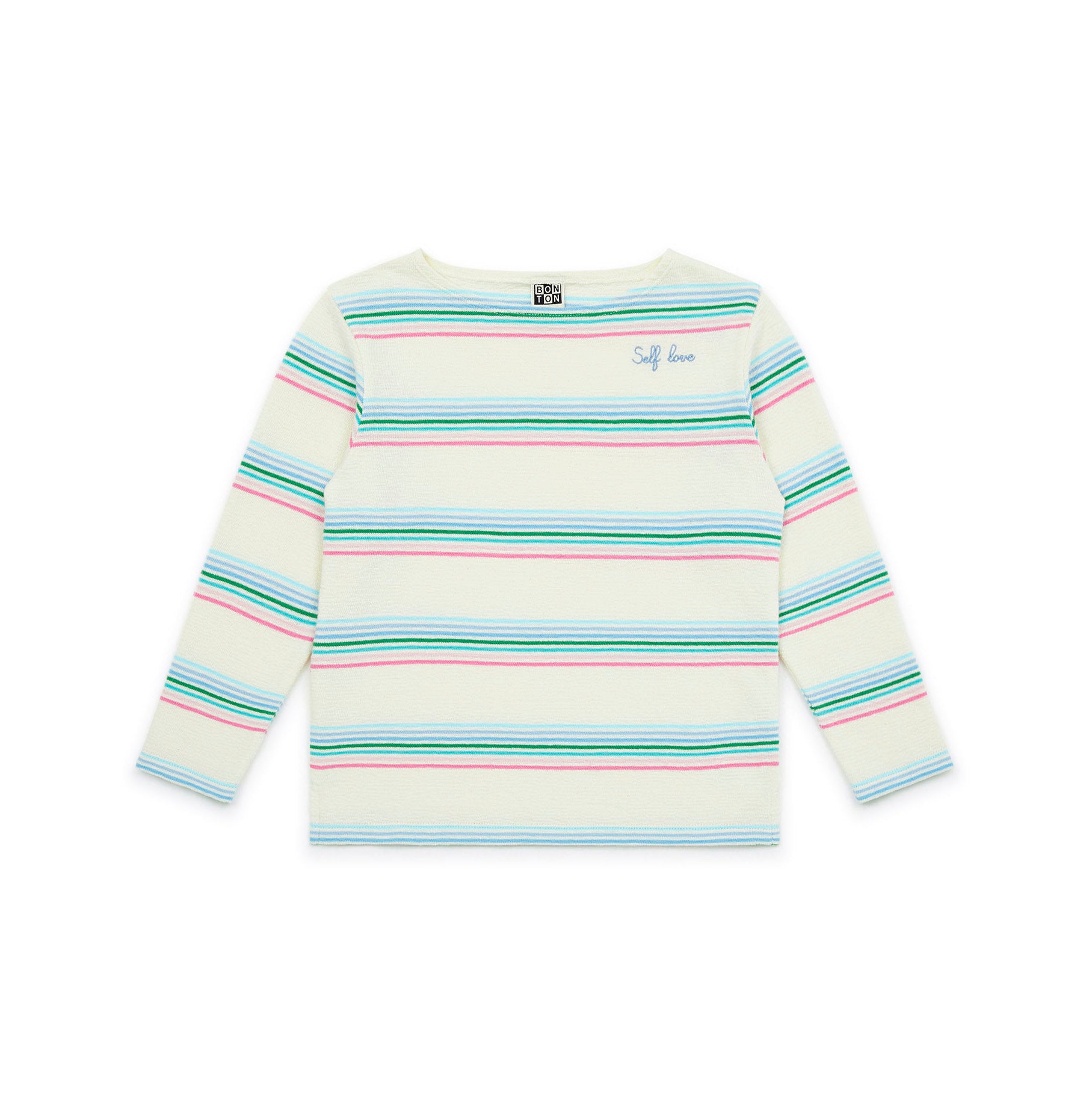 Girls Multicolor Stripes Cotton T-Shirt