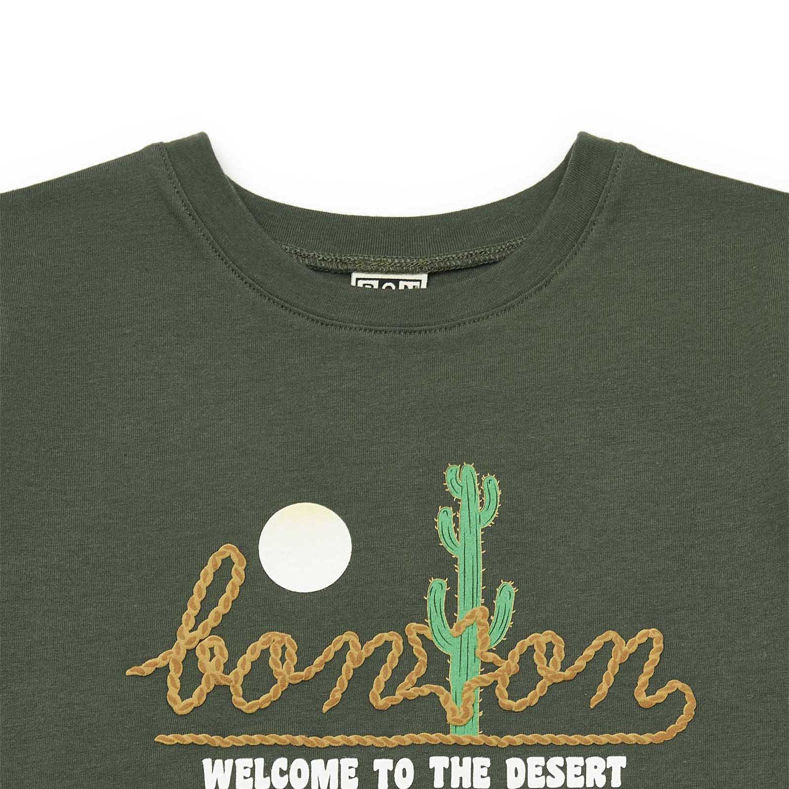 Boys Dark Green Logo Cotton T-Shirt