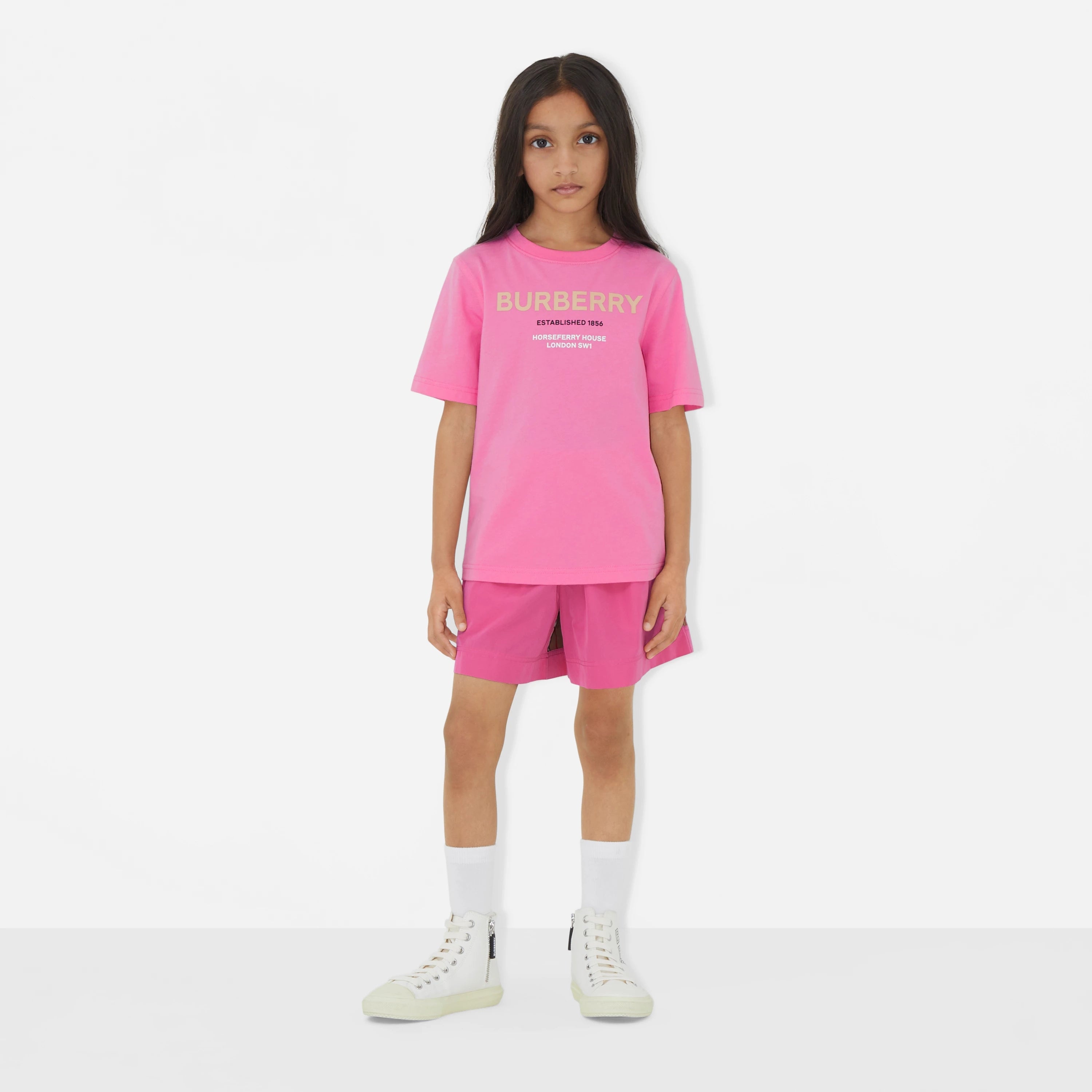 Girls White Logo Cotton T-Shirt