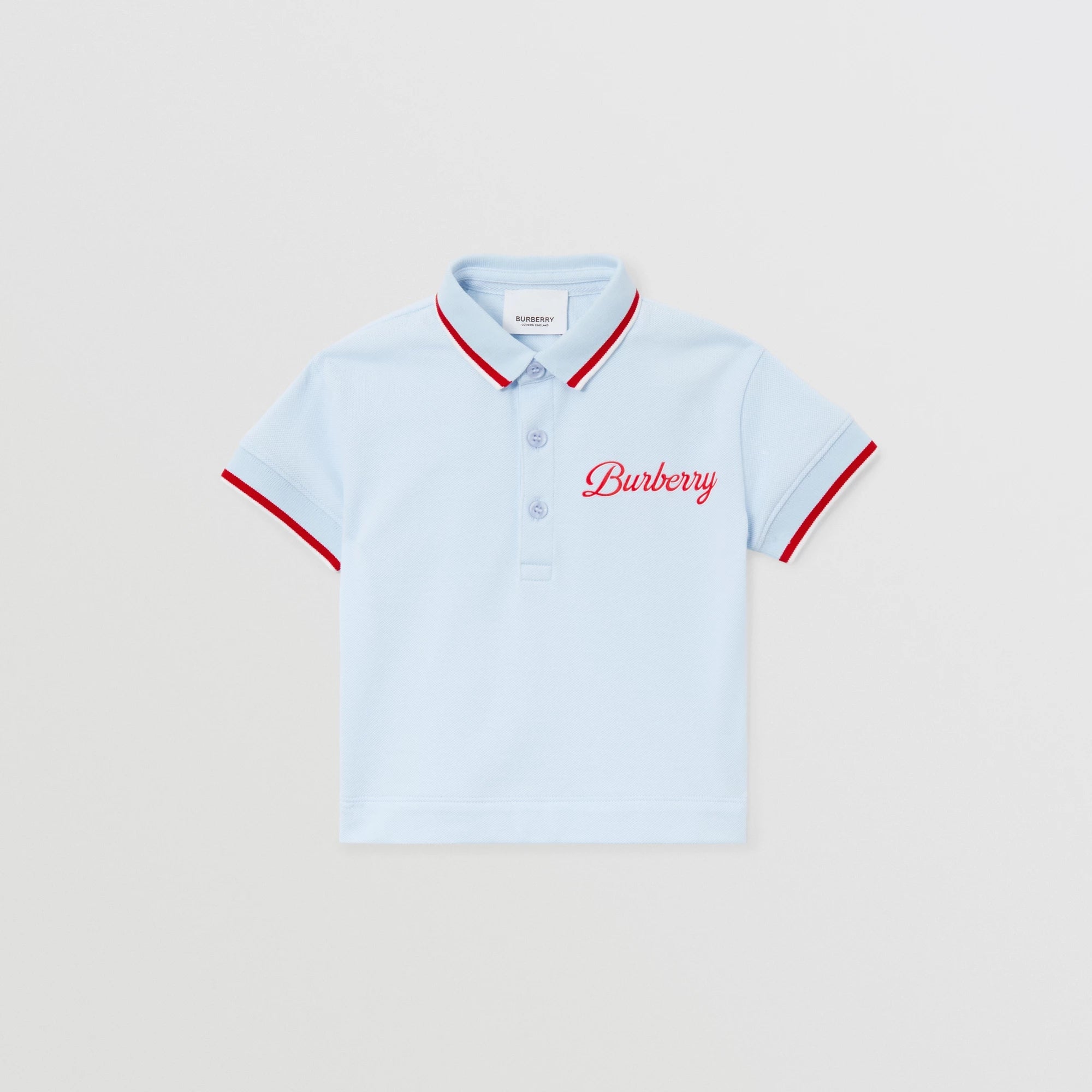Baby Boys Light Blue Logo Cotton Polo Shirt