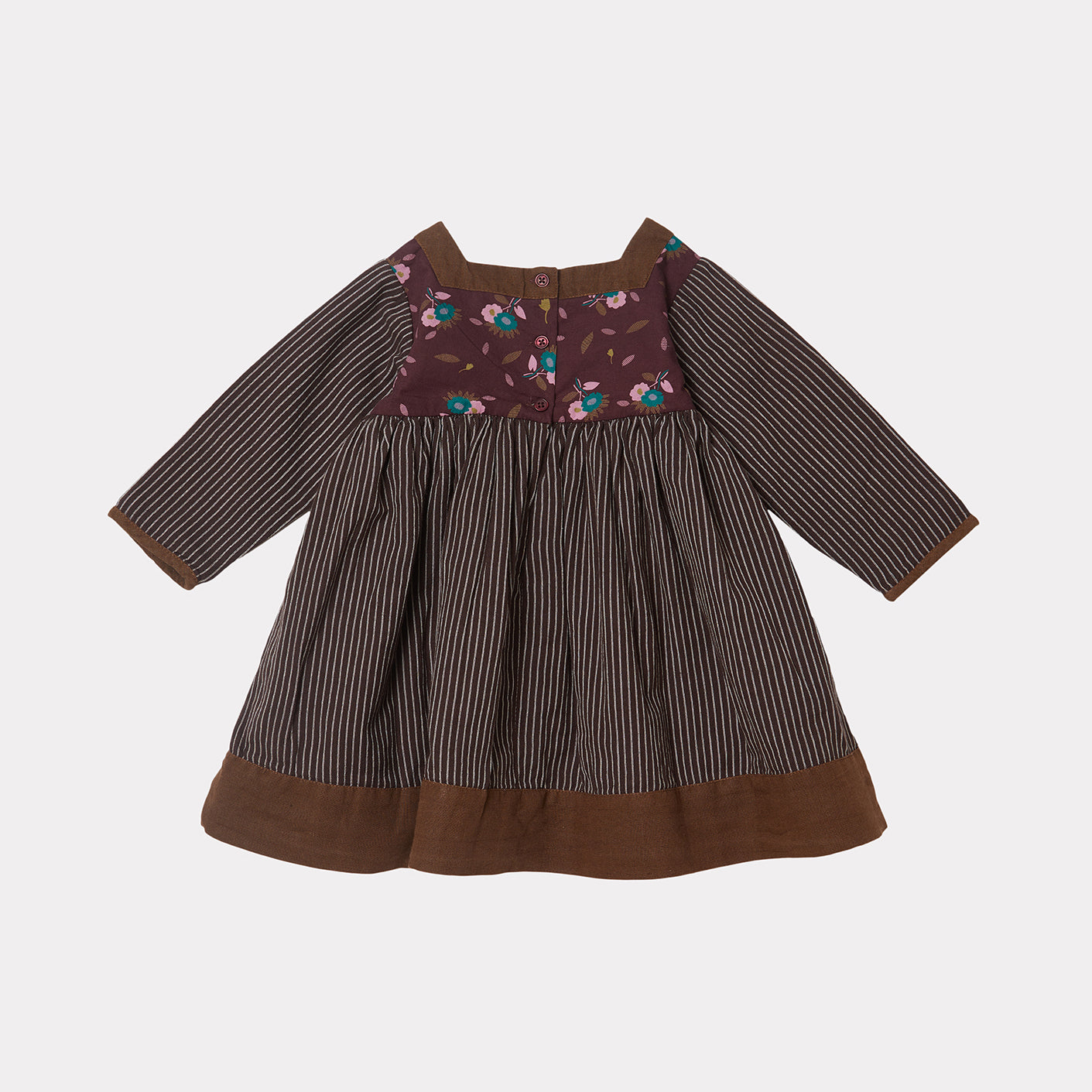 Baby Girls Brown Stripes Cotton Dress