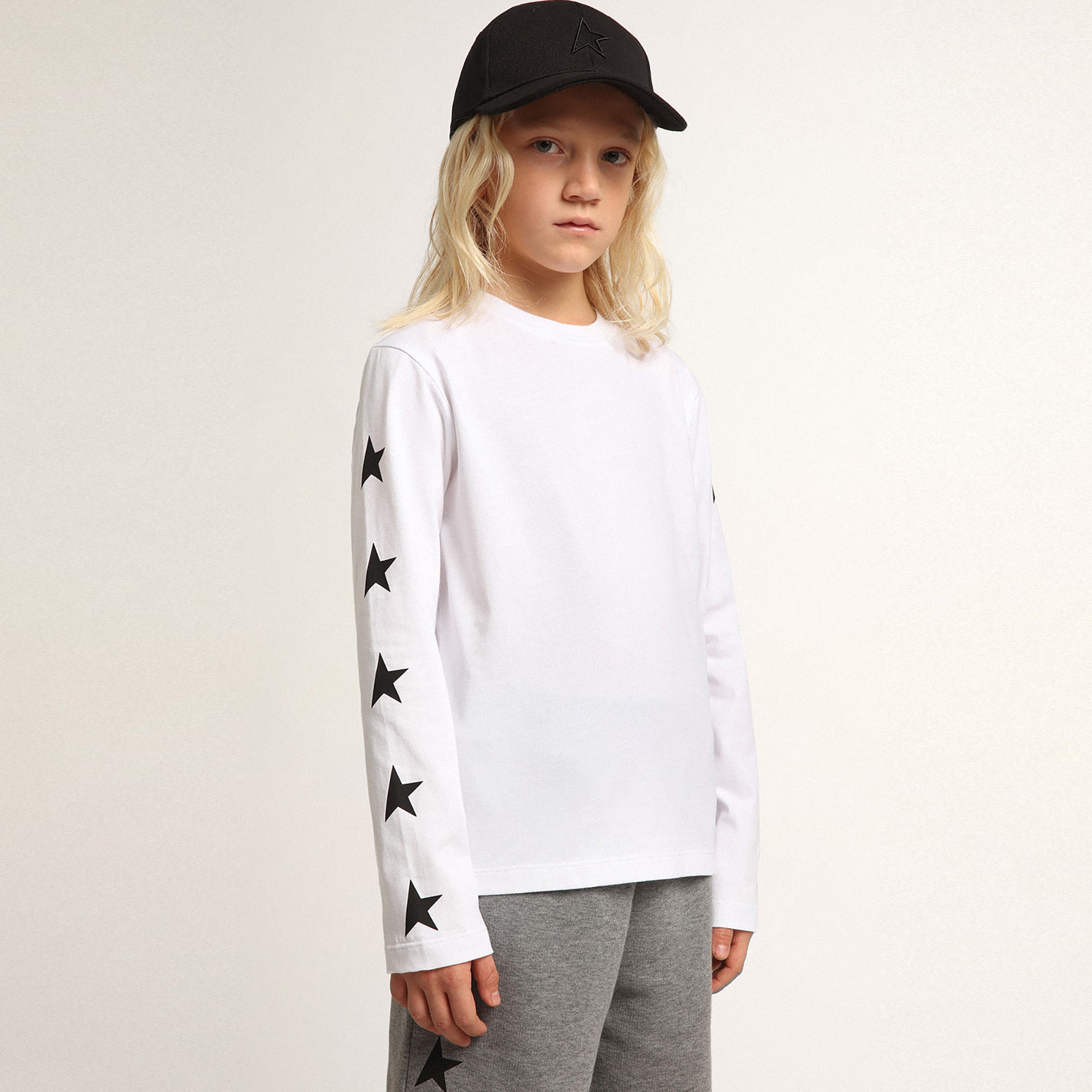 Boys & Girls White Star Cotton T-Shirt