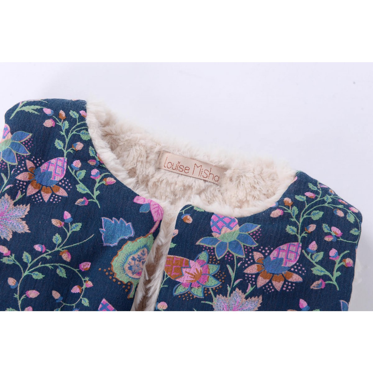 Girls Blue Pine Cone Cotton Gilet