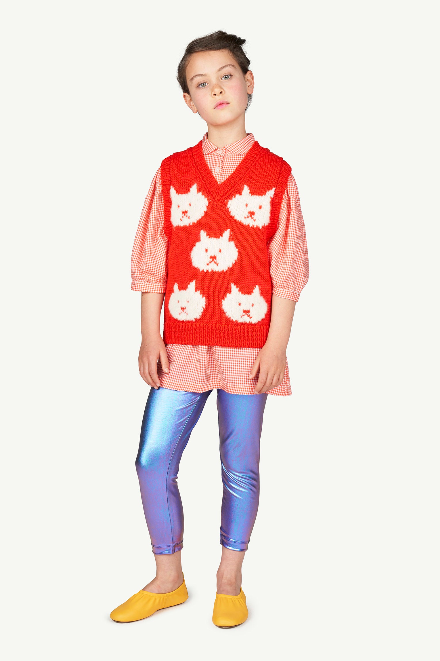 Girls Red Micro Check Dress