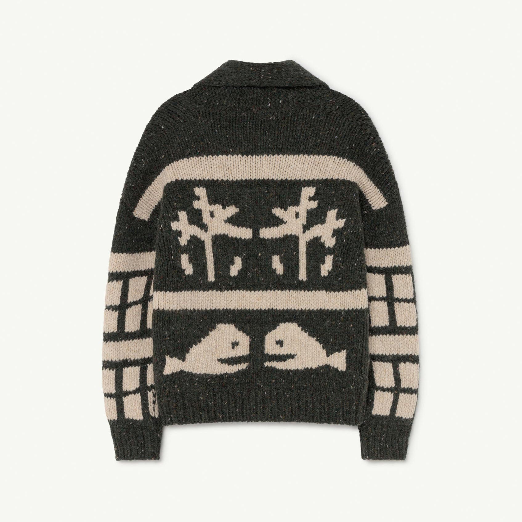 Girls Green Pattern Wool Cardigan