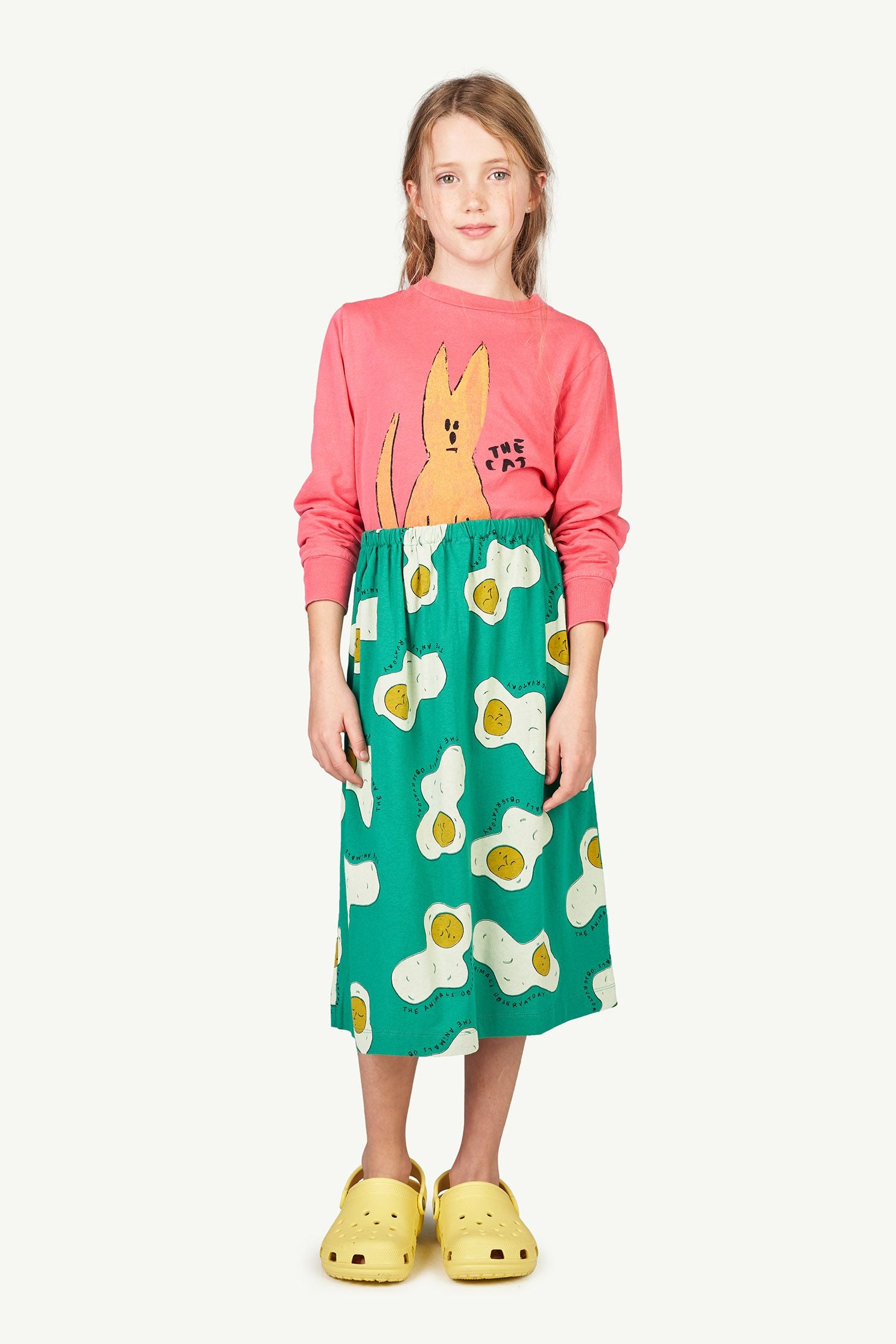 Girls Green Printed Skirt