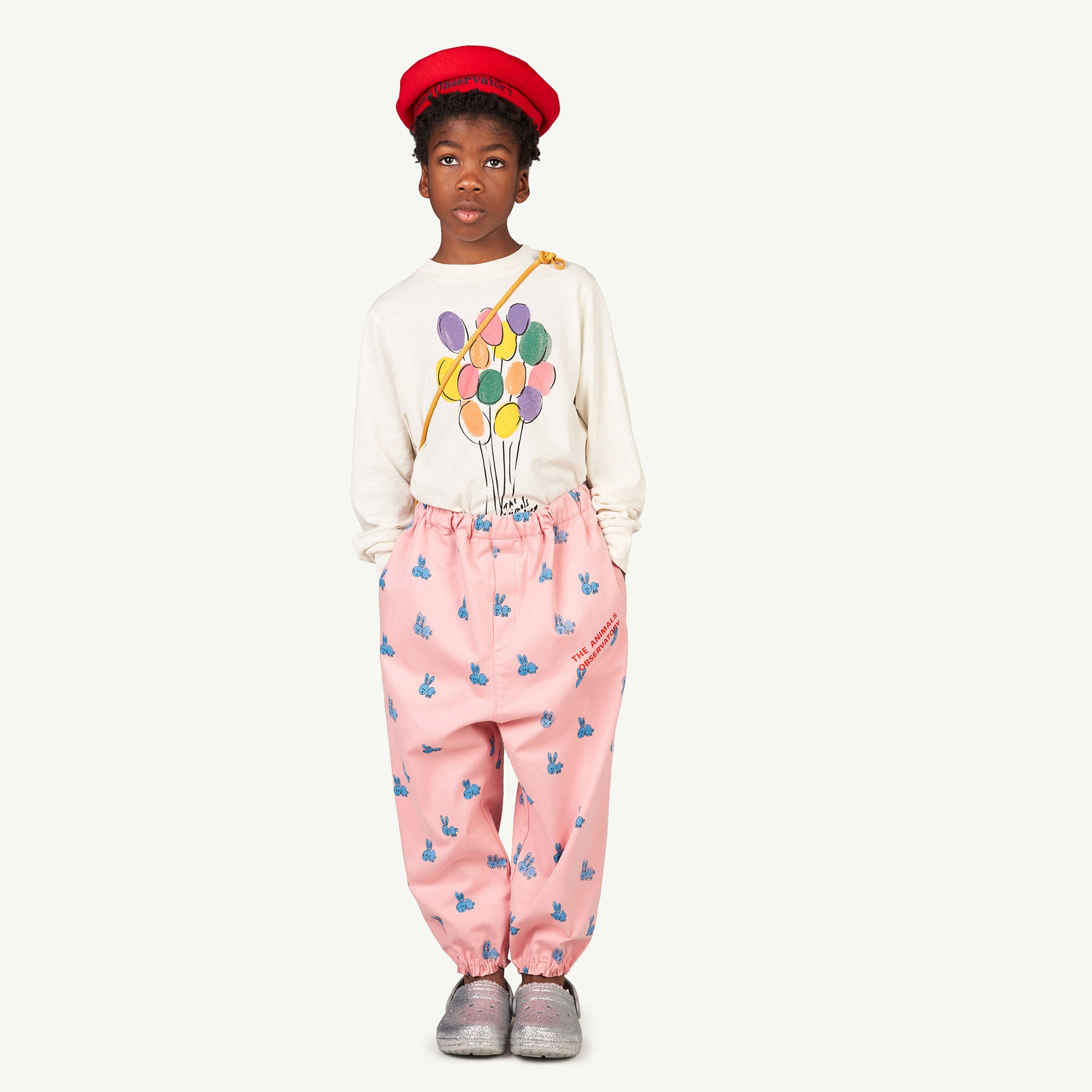 Boys & Girls Pink Printed Cotton Trousers