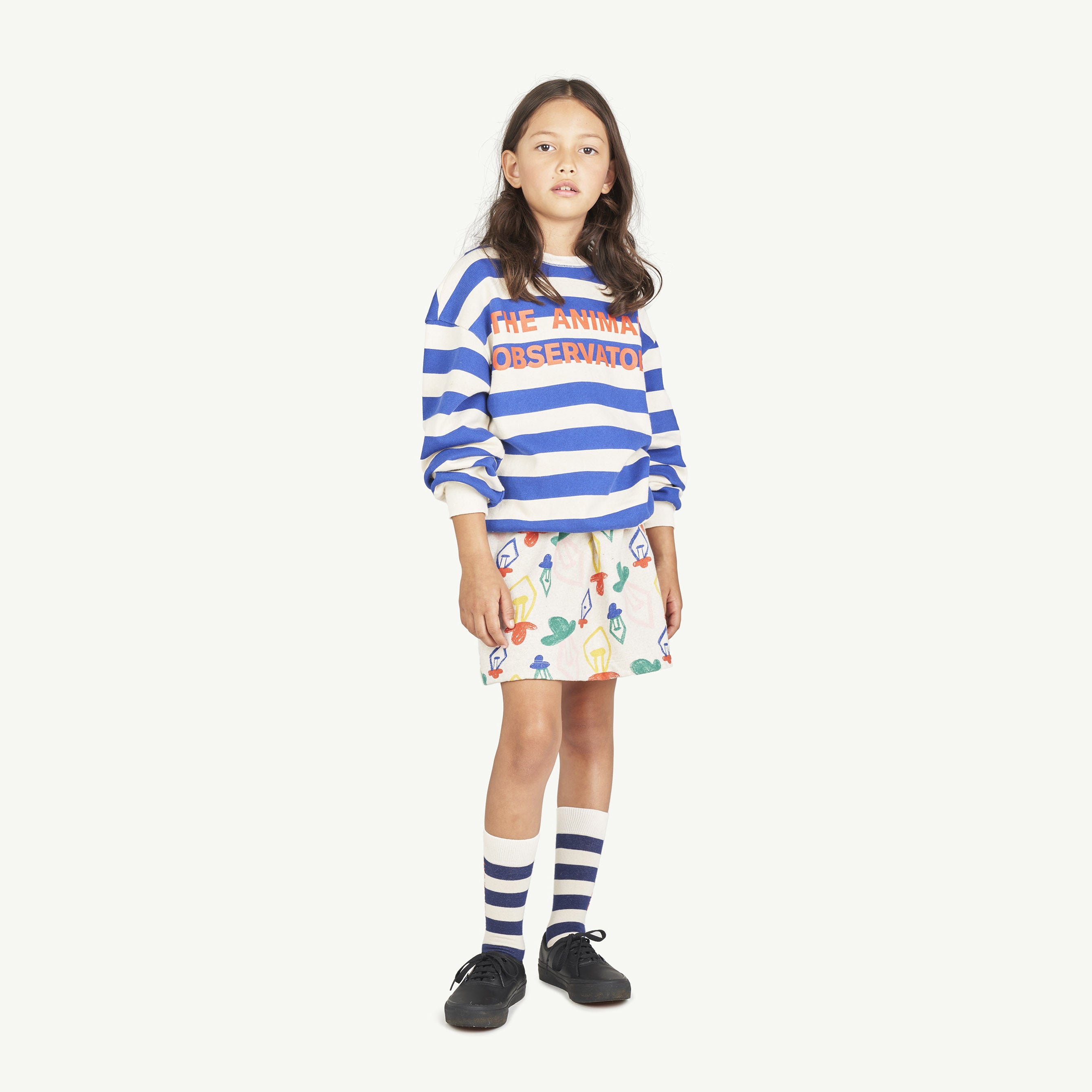 Girls Grey Printed Cotton Skirt