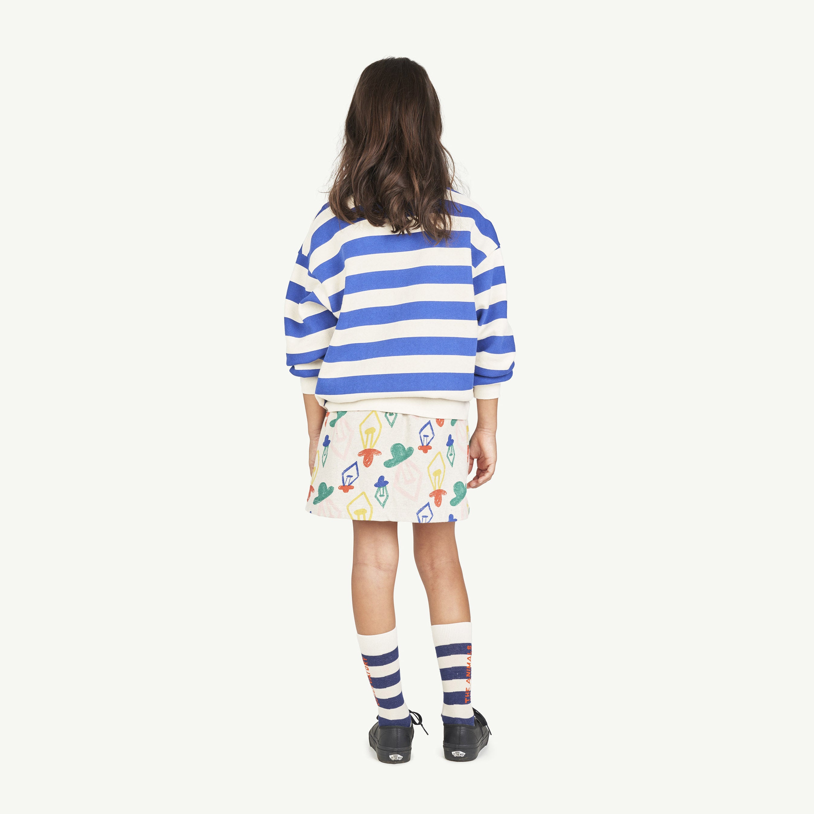 Girls Grey Printed Cotton Skirt