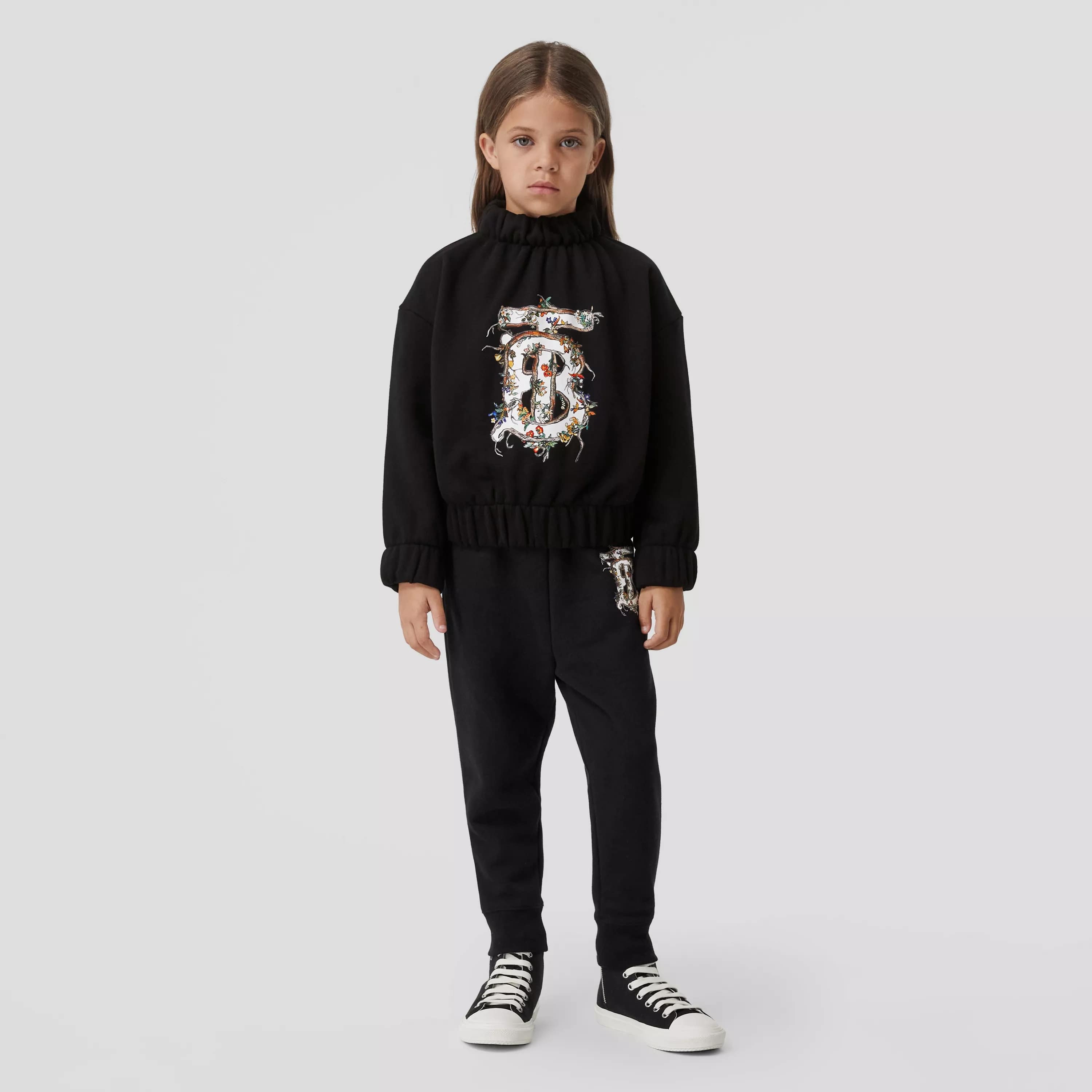 Girls Black Logo Cotton Sweatshirt