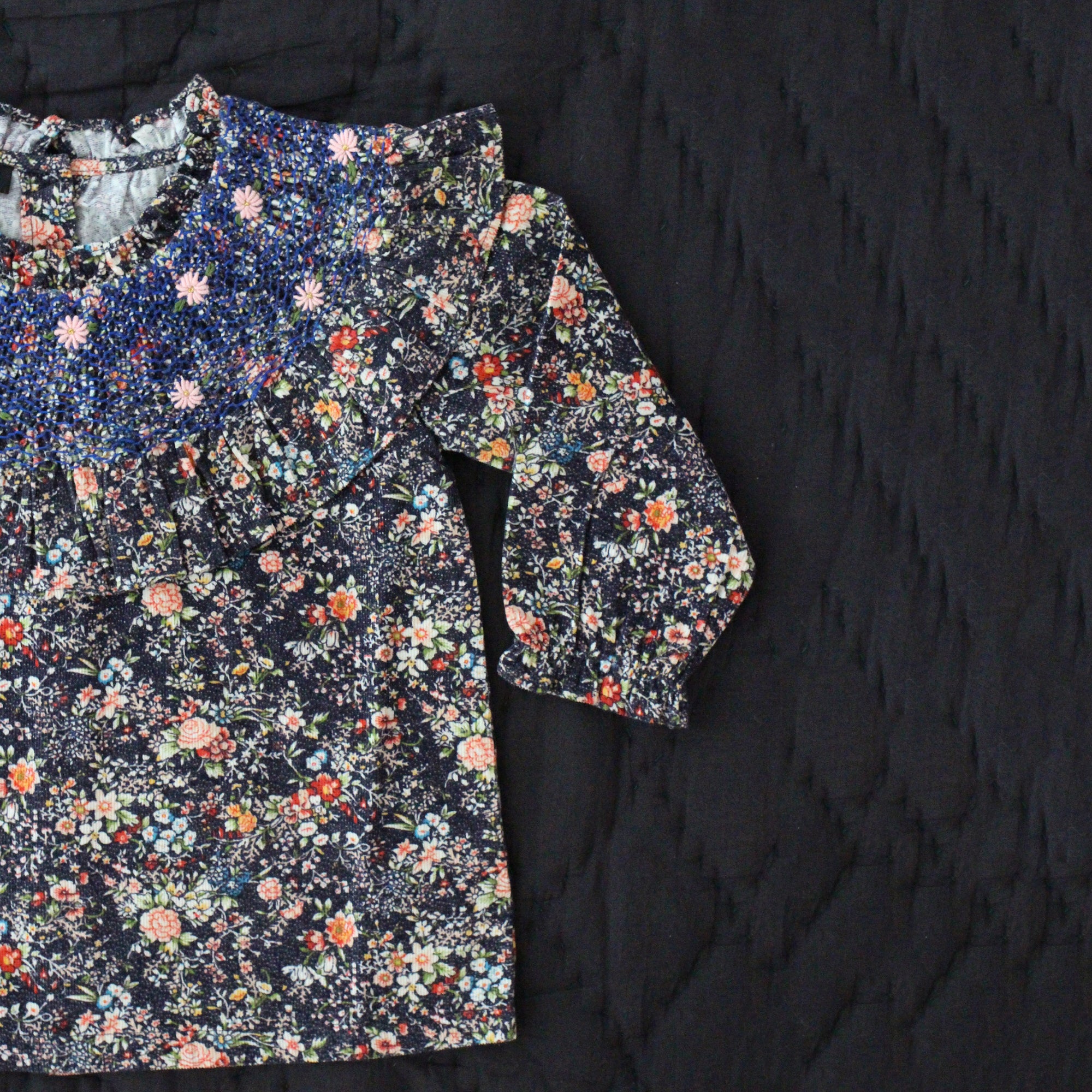 Girls Blue Flowers Corduroy Shirt