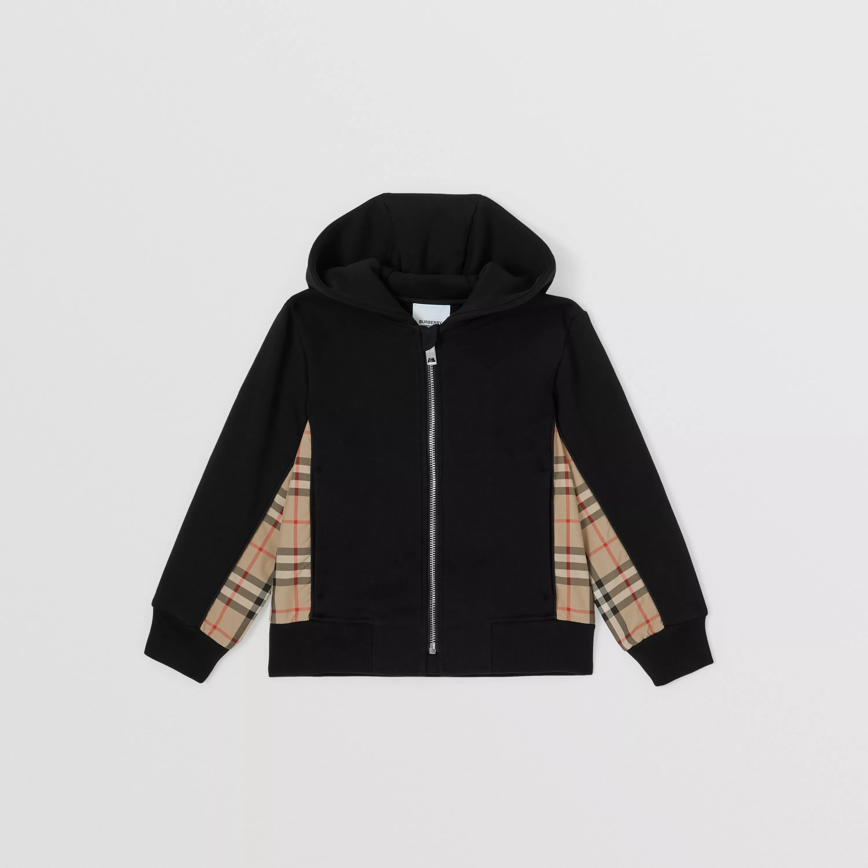 Boys & Girls Black Cotton Zip-Up Top