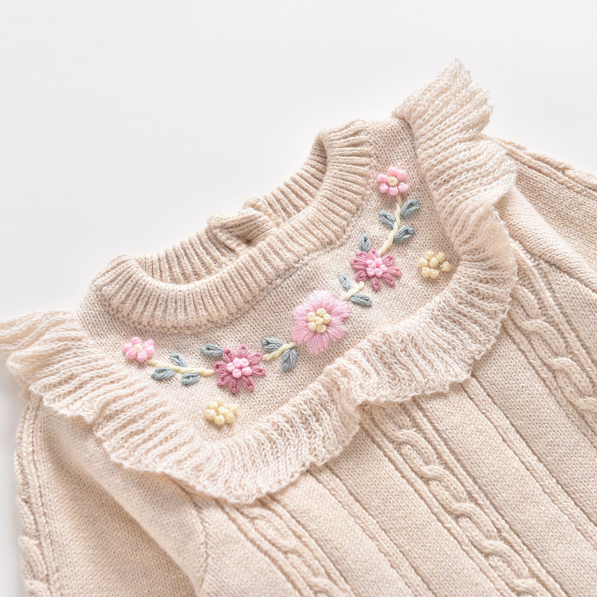 Baby Girls White Knit Babysuit