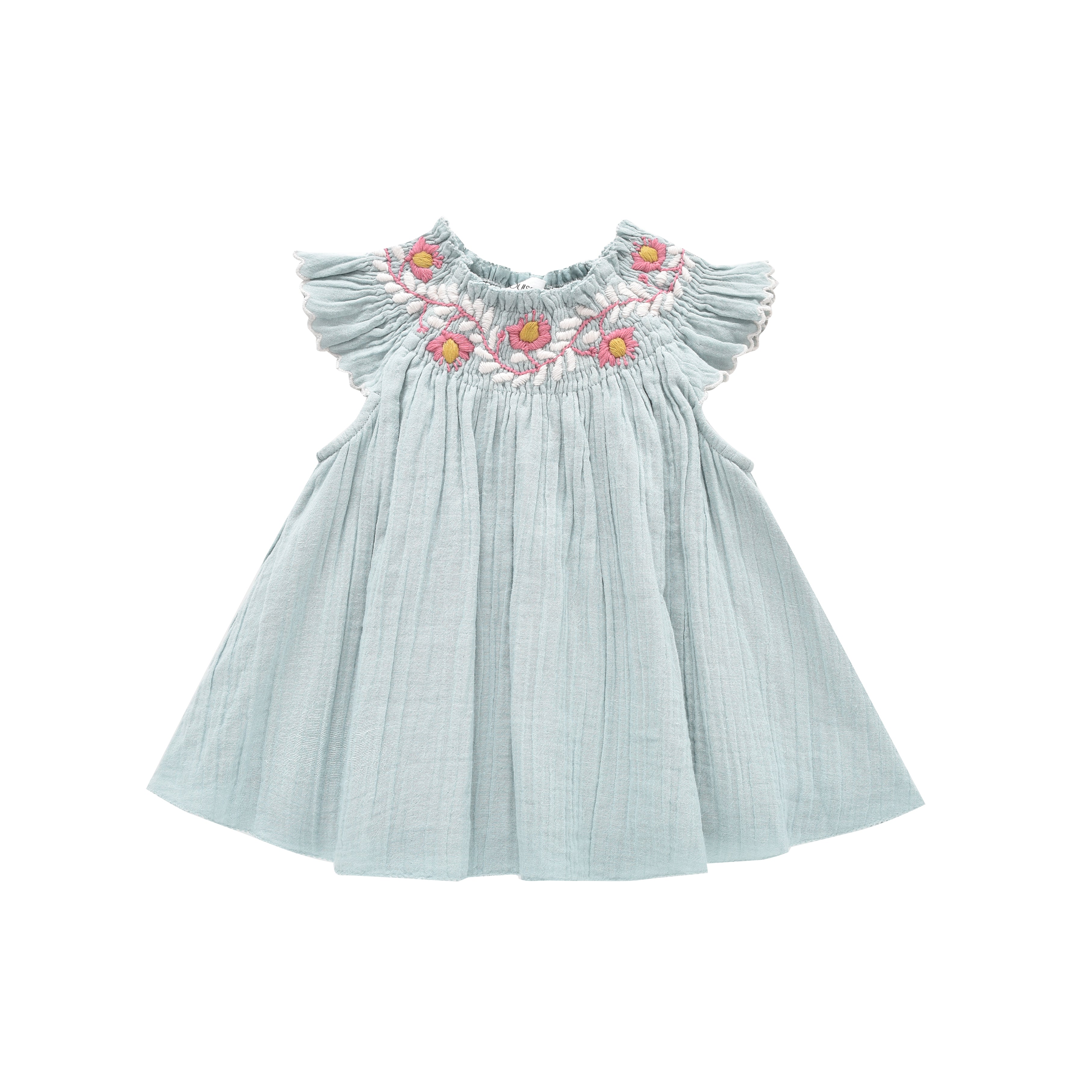 Baby Girls Blue Floral Cotton Dress