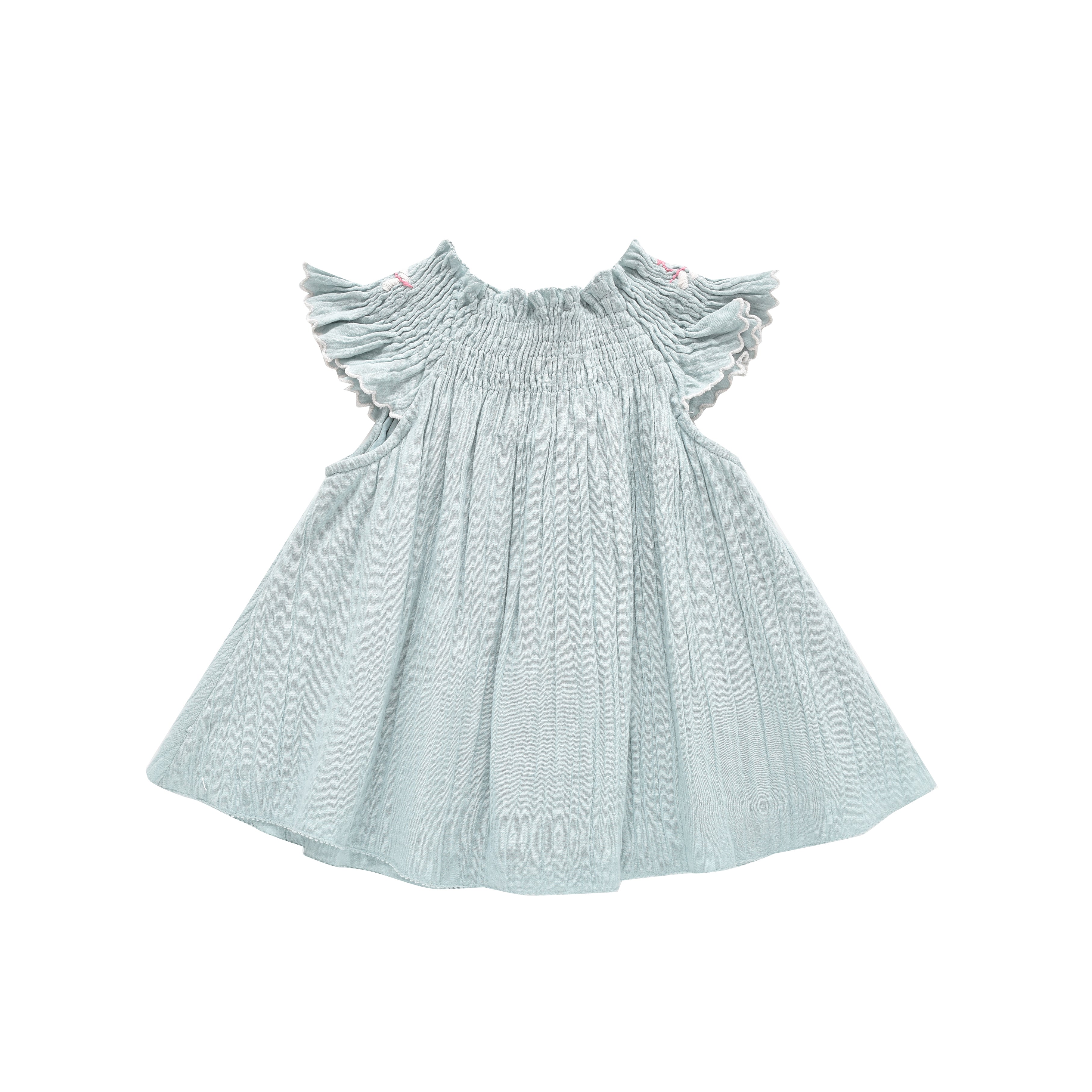 Baby Girls Blue Floral Cotton Dress