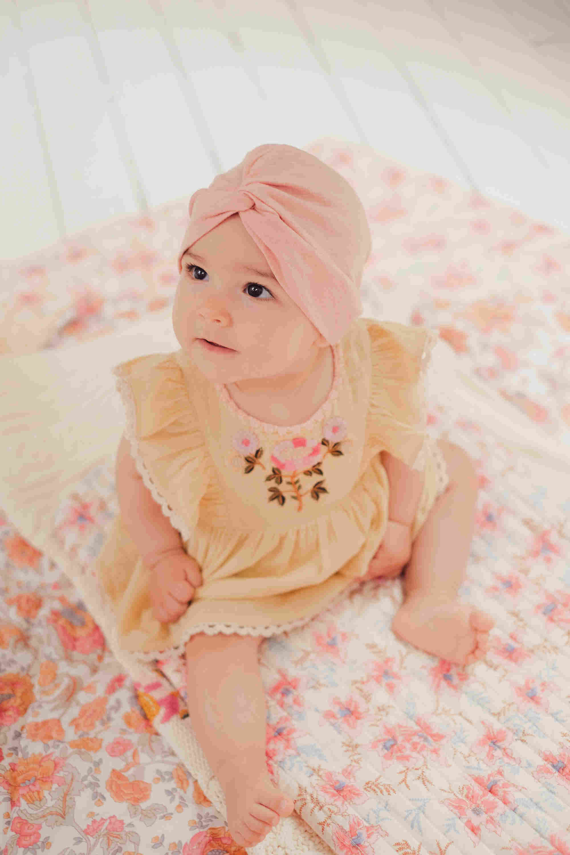 Baby Girls Yellow Embroidery Babysuit