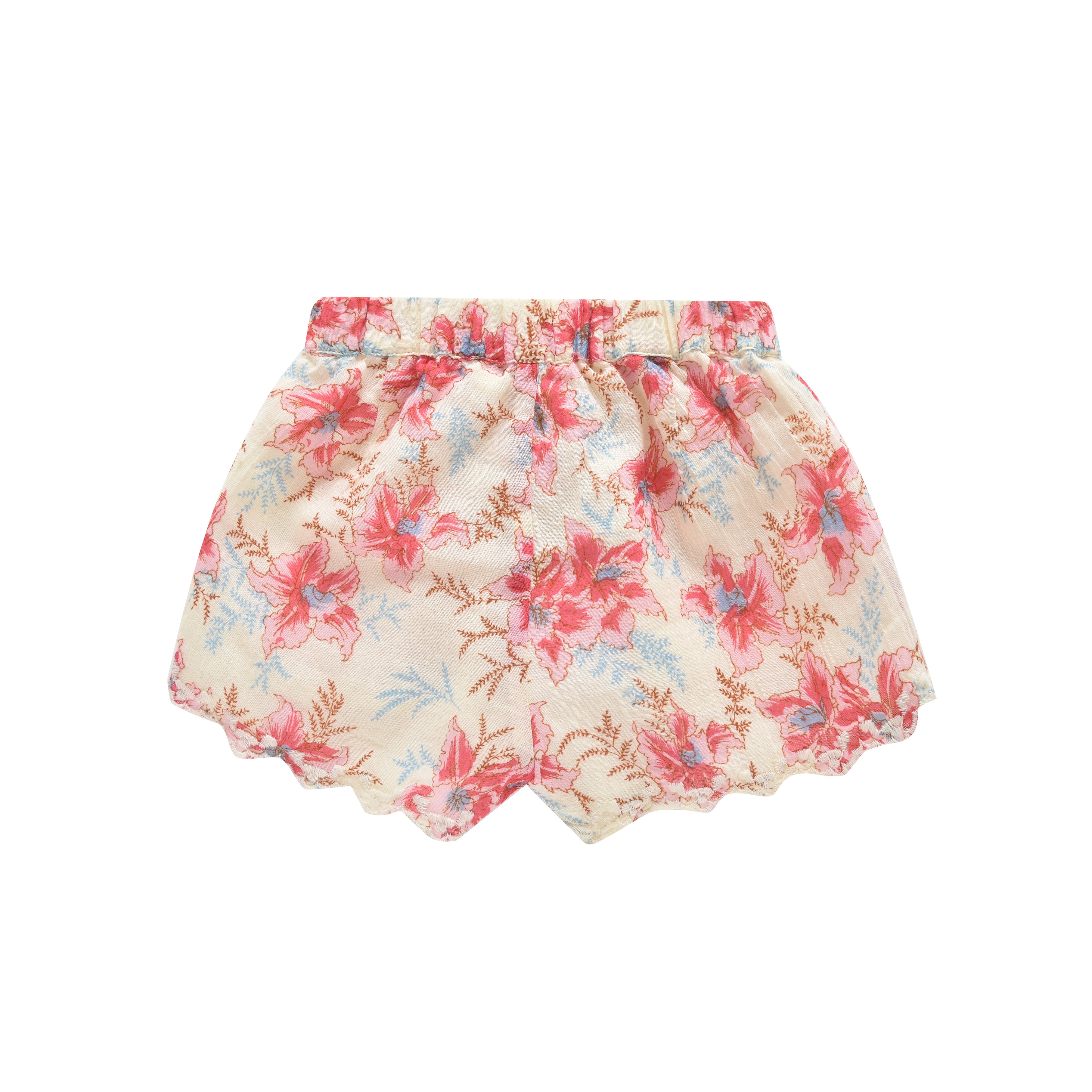 Girls Red Floral Cotton Shorts