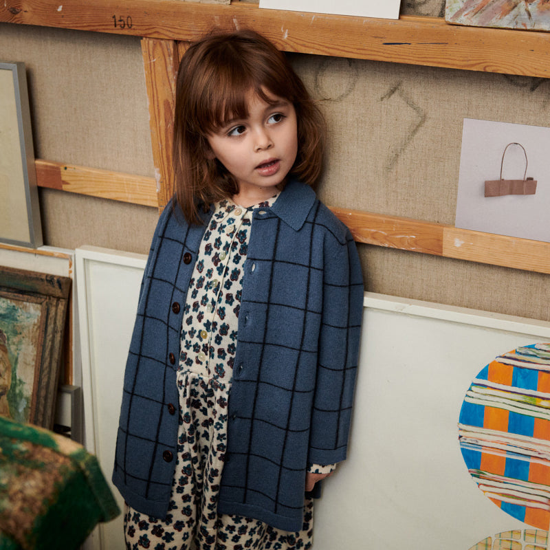 Boys & Girls Blue Check Wool Coat