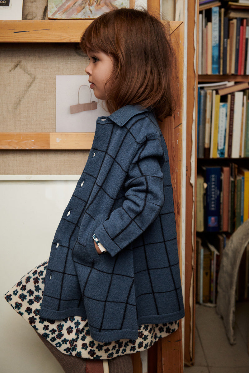 Boys & Girls Blue Check Wool Coat