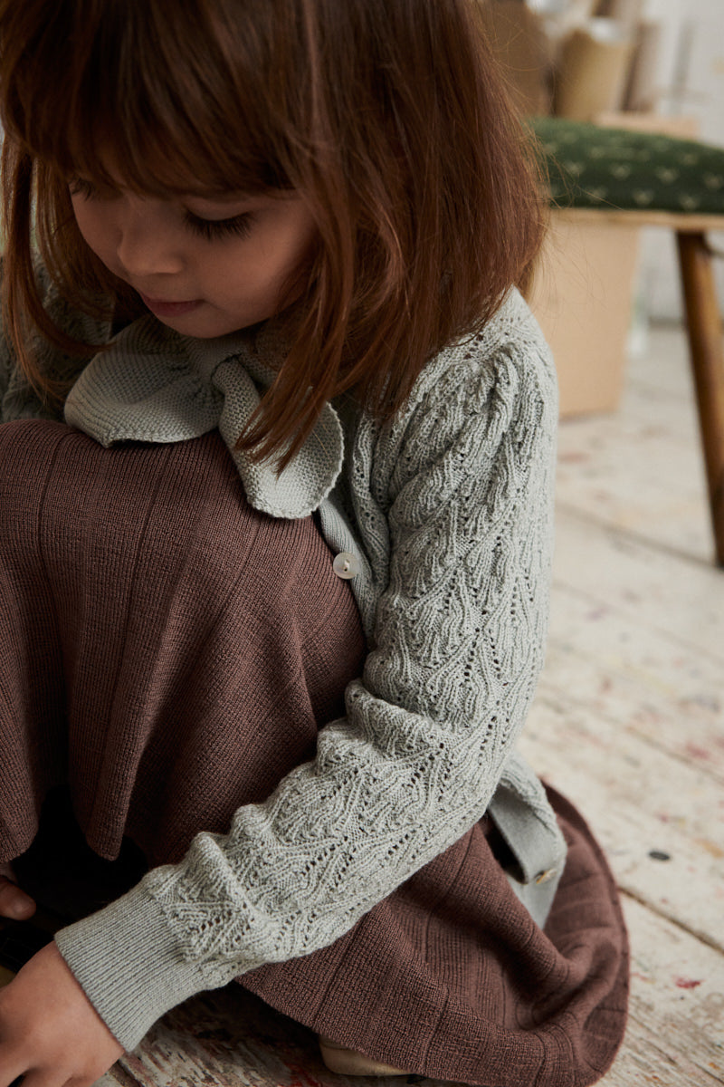Girls Light Green Wool Cardigan