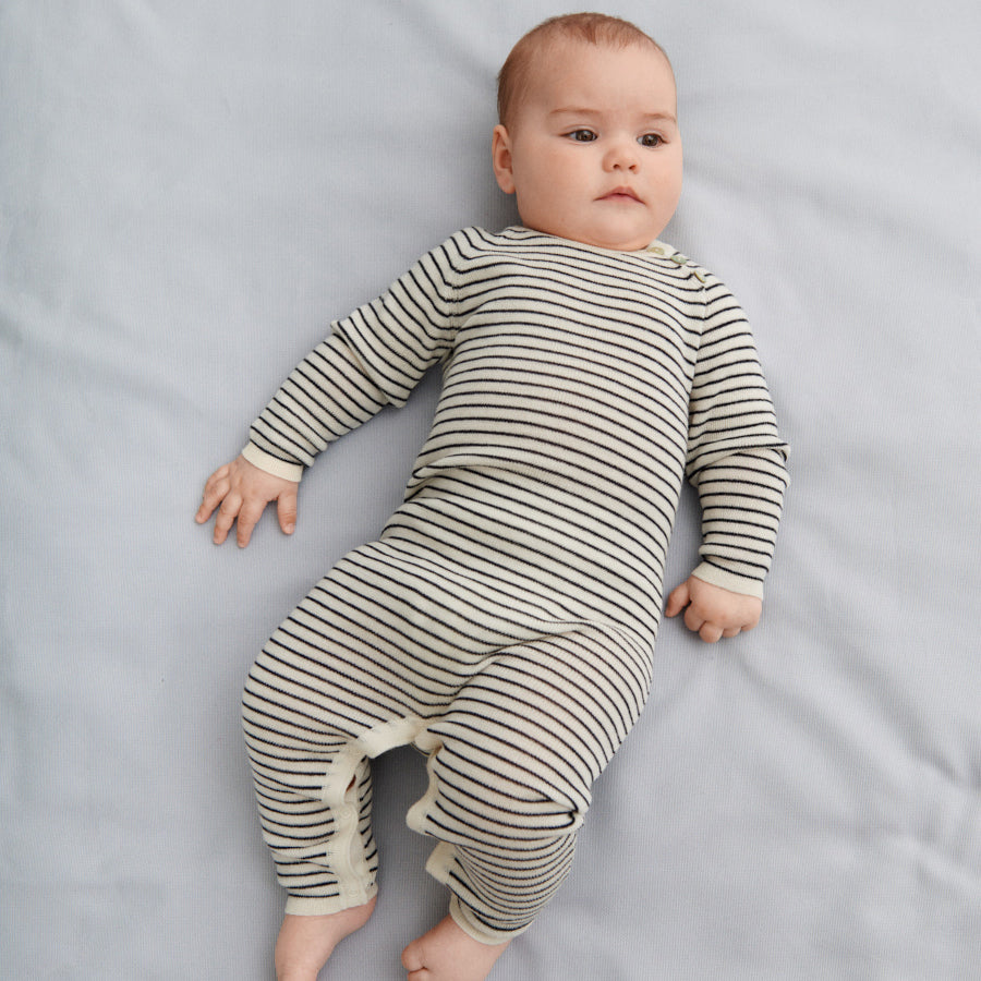Baby Boys & Girls Navy Stripes Wool Babysuit