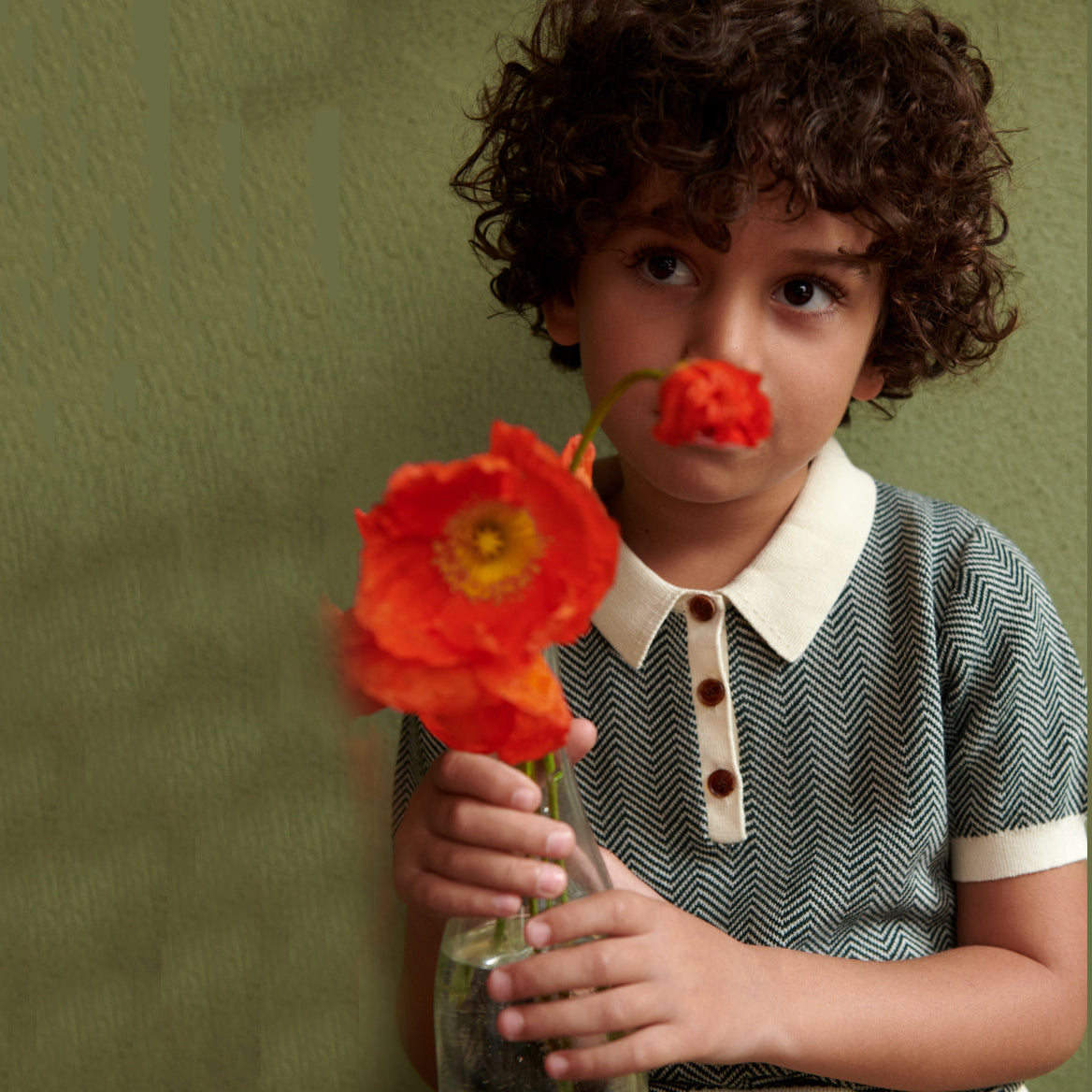 Boys & Girls Dark Green Cotton Polo Shirt