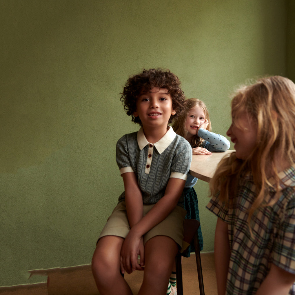 Boys & Girls Dark Green Cotton Polo Shirt