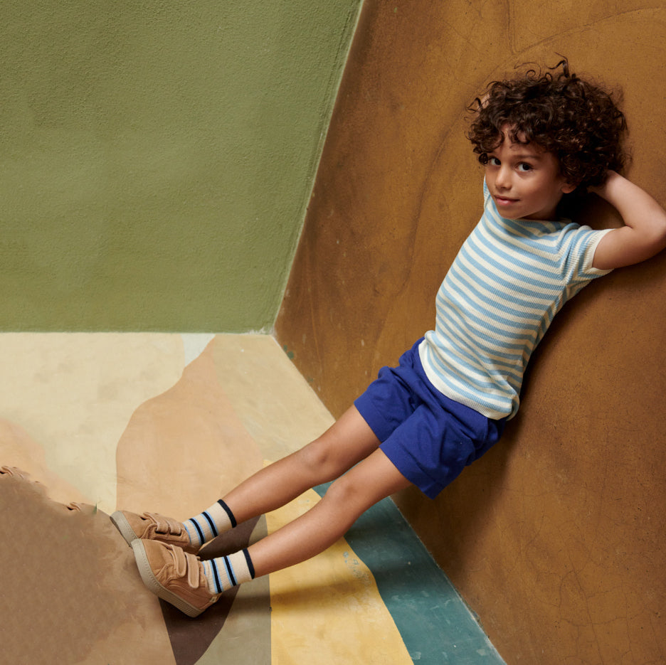 Boys & Girls Light Blue Stripes Cotton T-Shirt