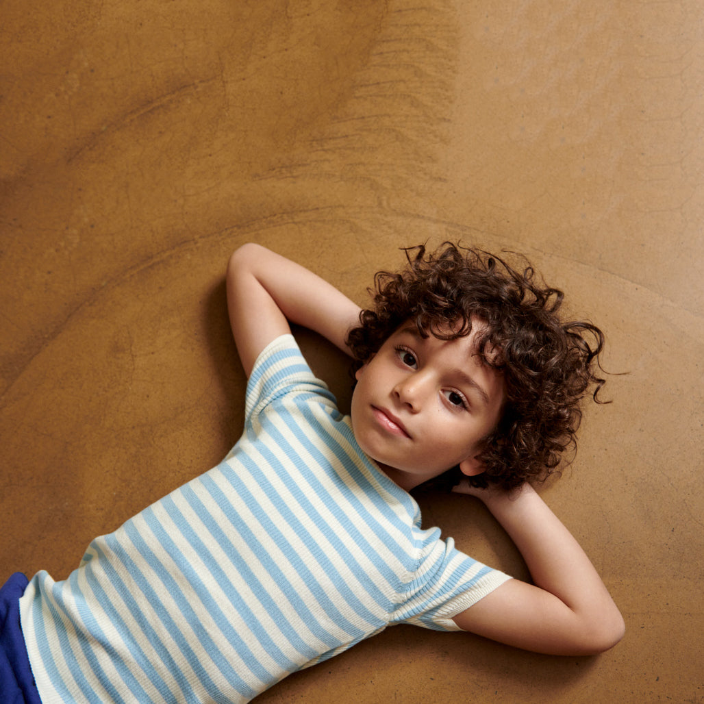 Boys & Girls Light Blue Stripes Cotton T-Shirt