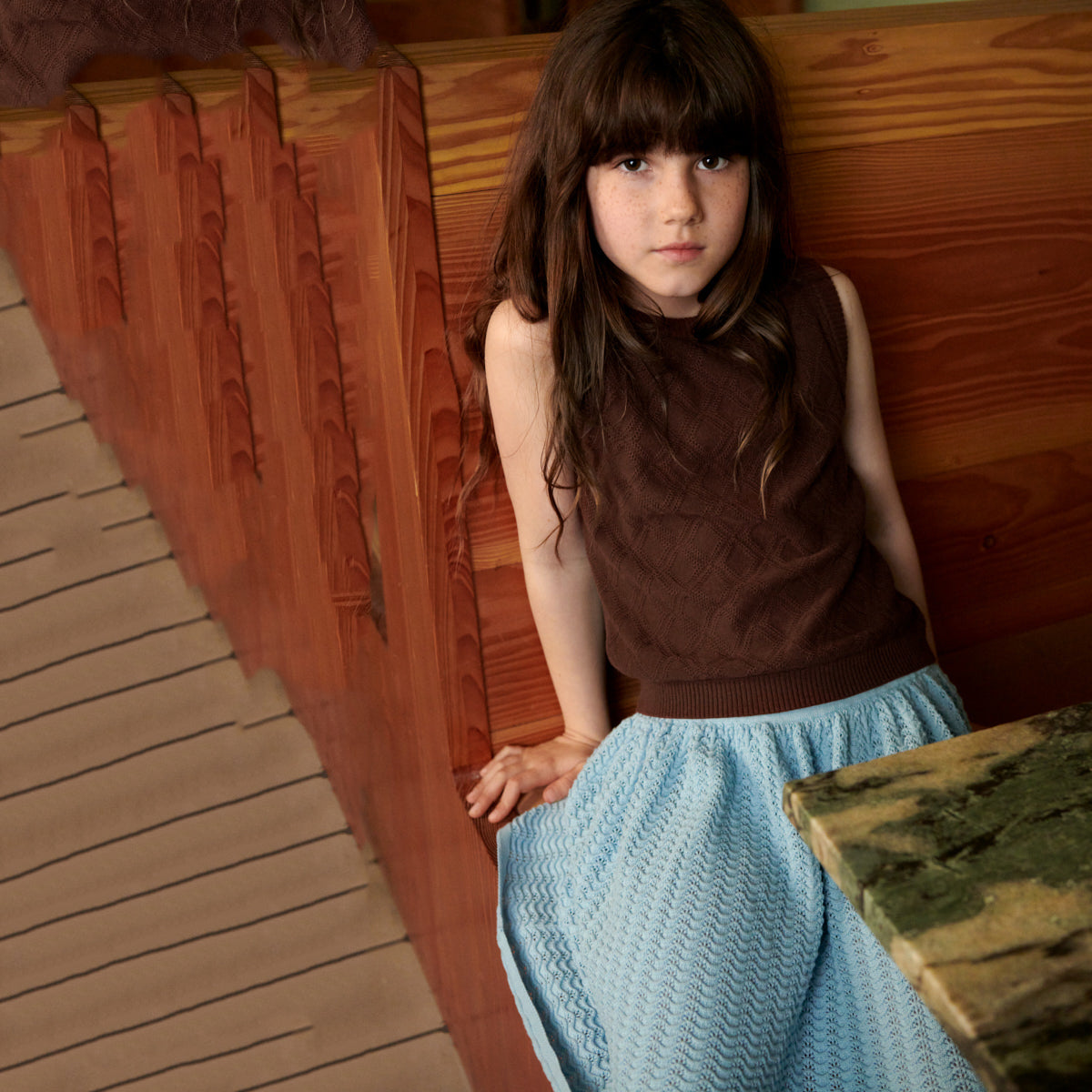 Girls Blue Cotton Skirt