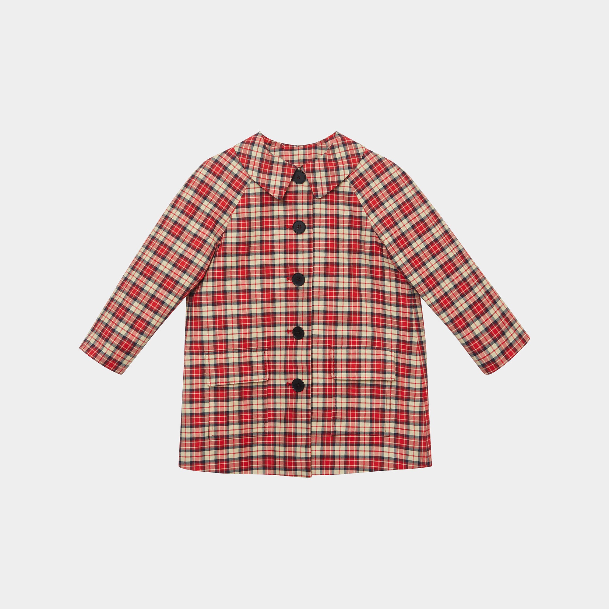 Girls Red Check Coat