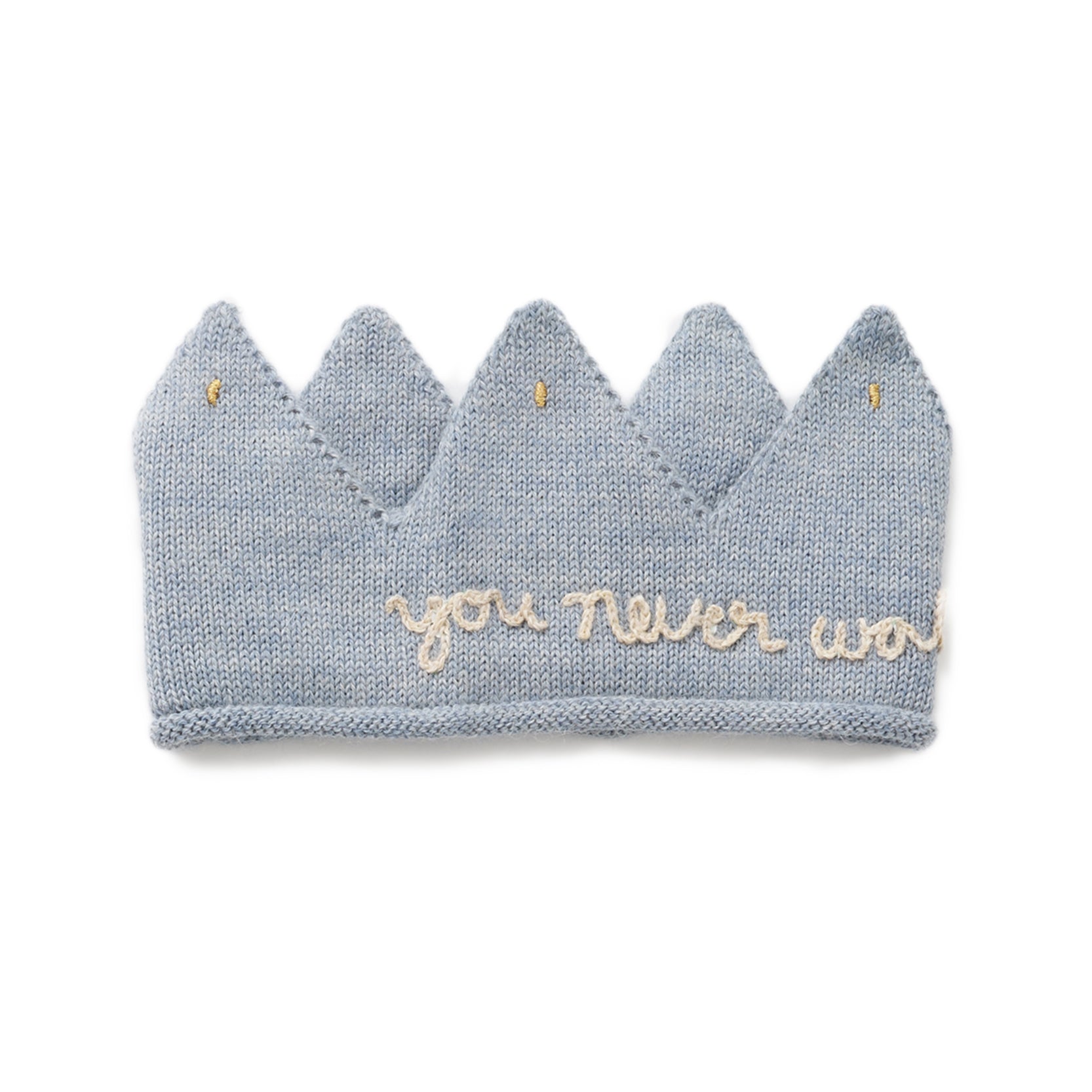 Boys & Girls Blue Embroidered Alpaca Crown