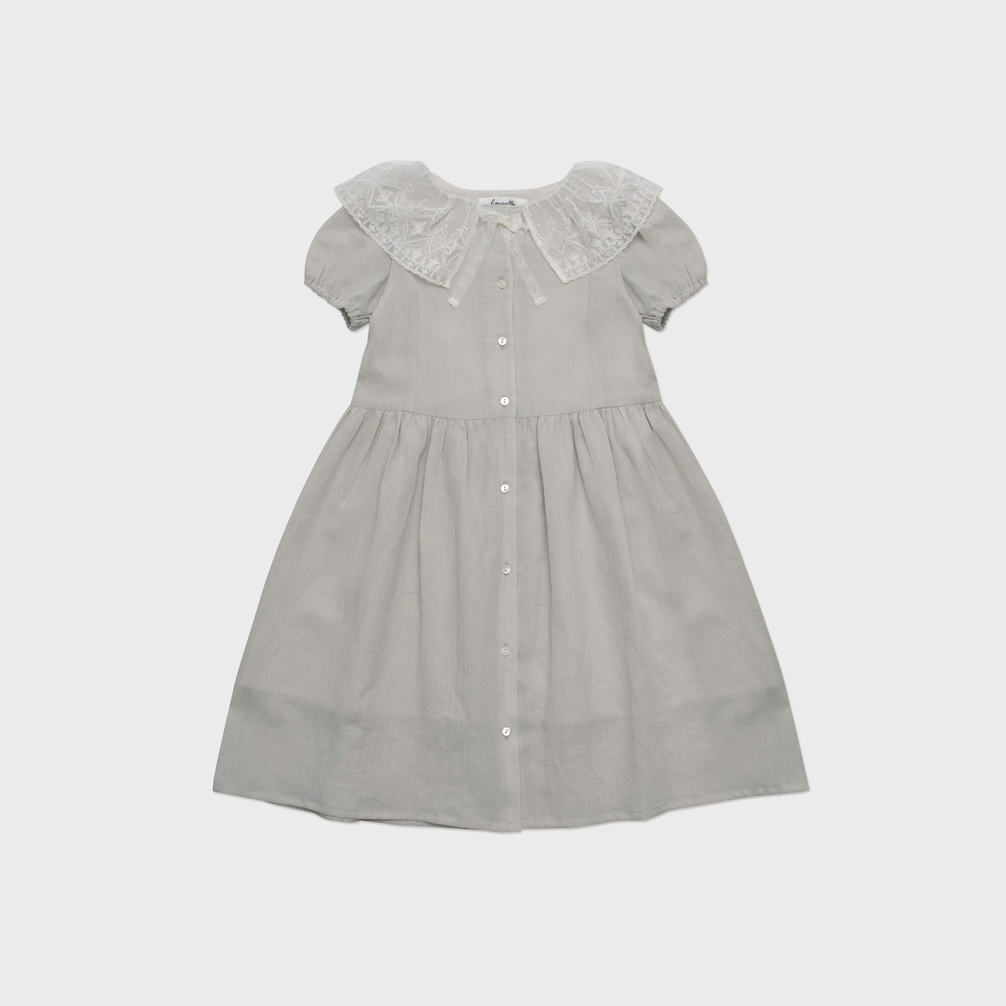 Girls Pale Mint Lace Collar Cotton Dress