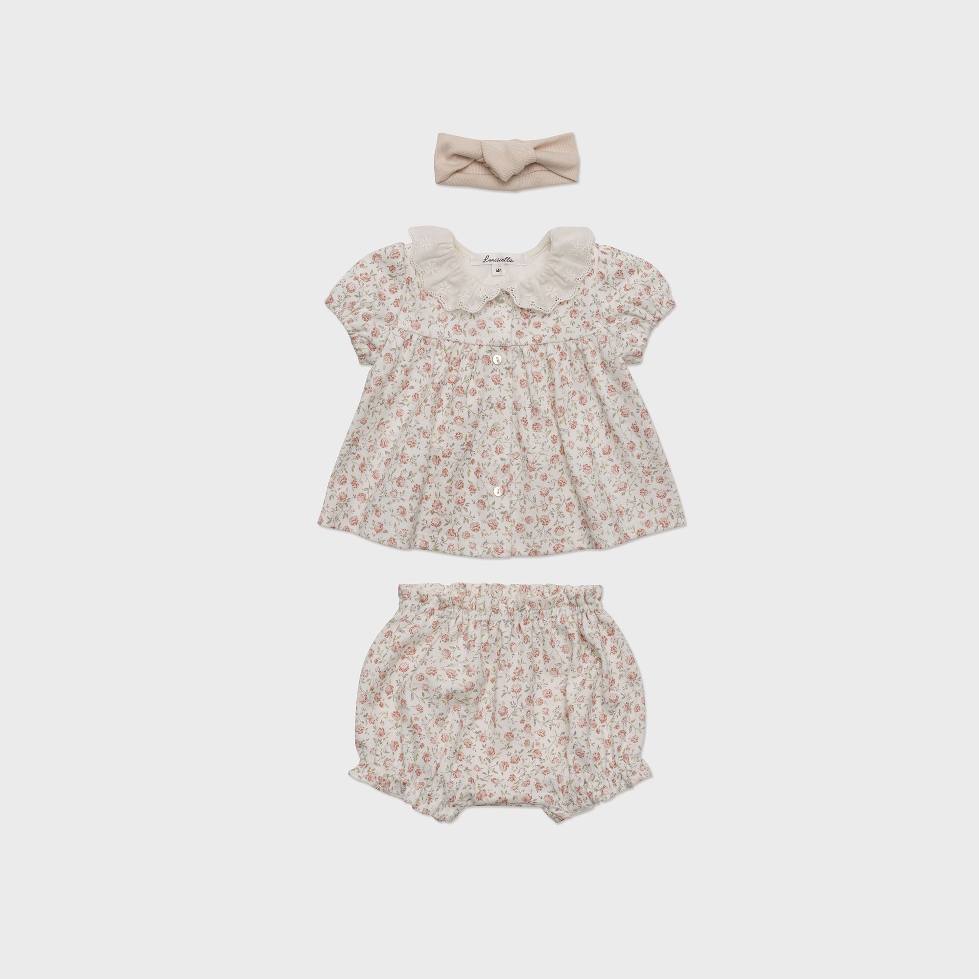 Baby Girls Pink Floral Cotton Set