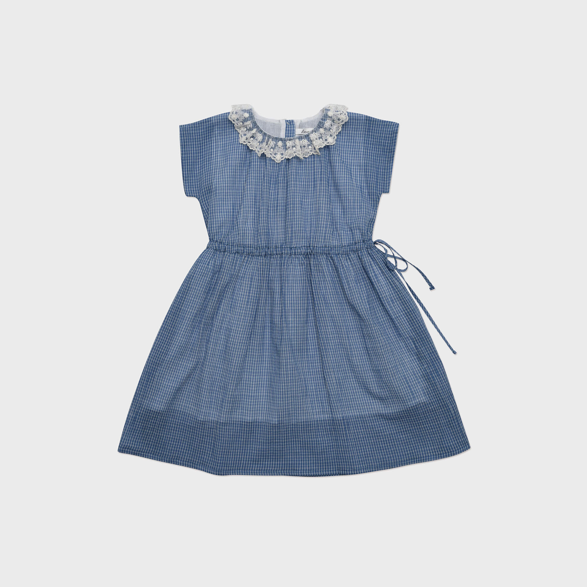 Girls Blue Check Cotton Dress