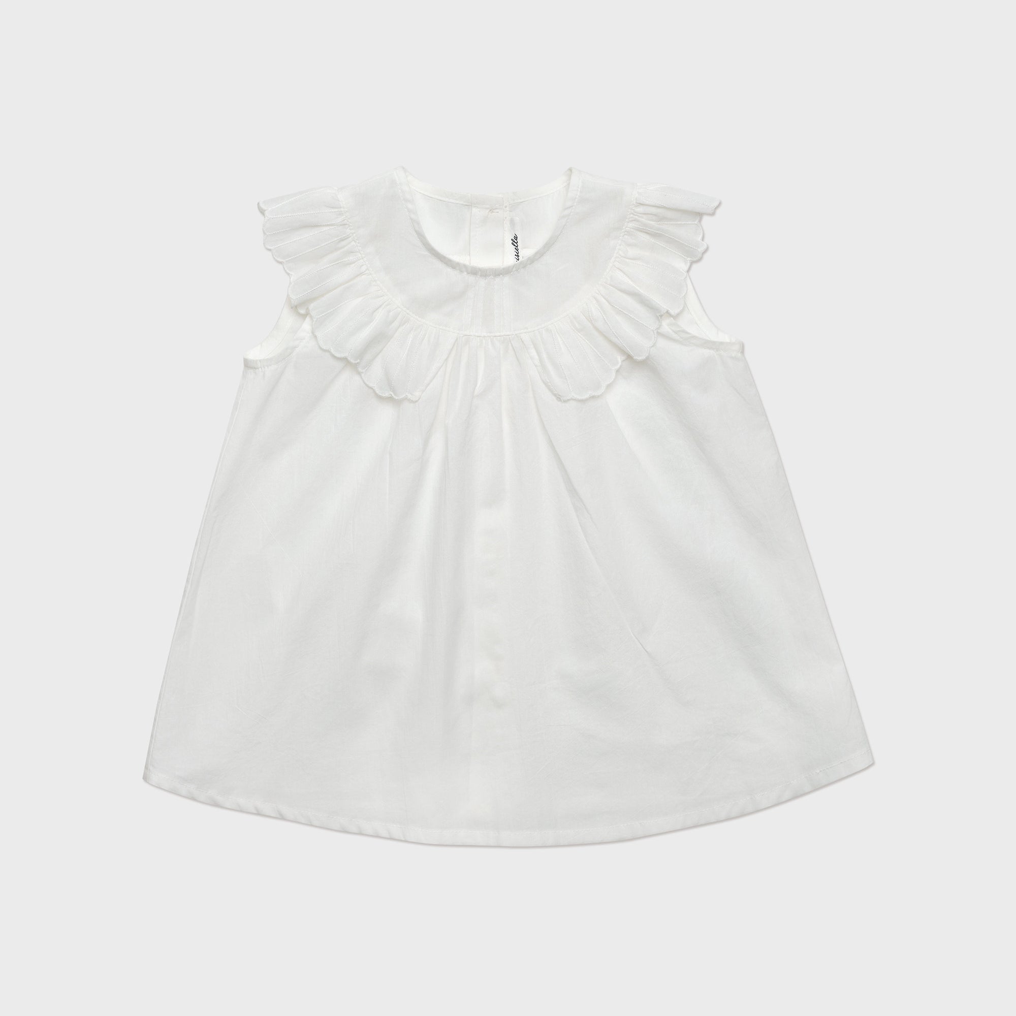 Girls White Ruffled Cotton Top