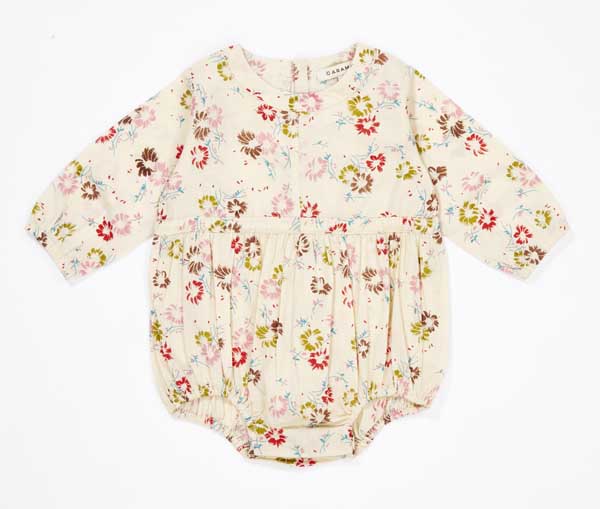 Baby Girls Cream Printing Flower Cotton Babysuit