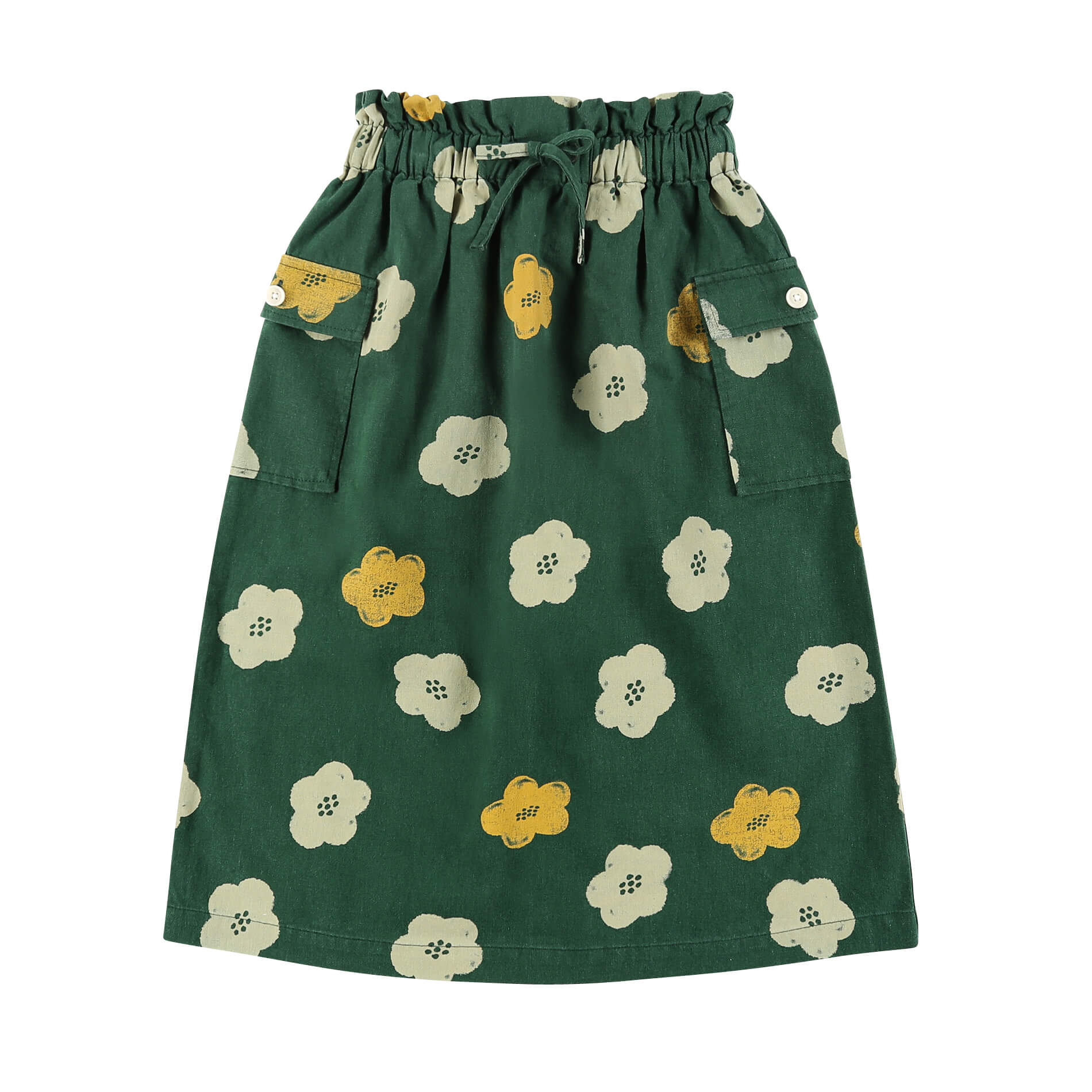 Girls Green Flowers Skirt