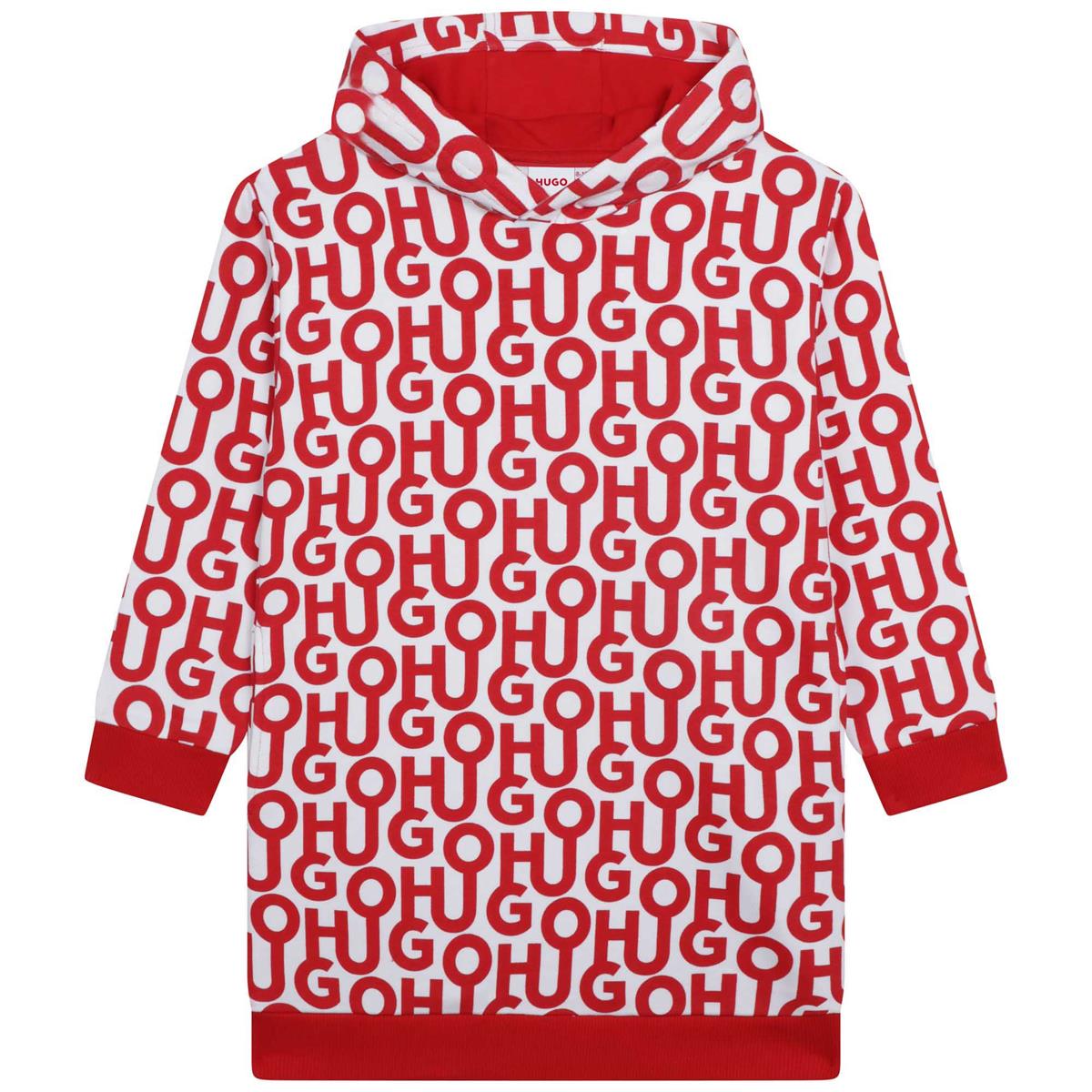 Girls Red Logo Hooded Dress