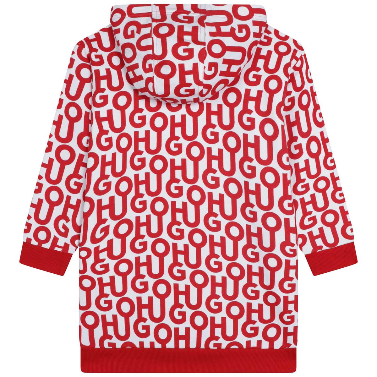 Girls Red Logo Hooded Dress