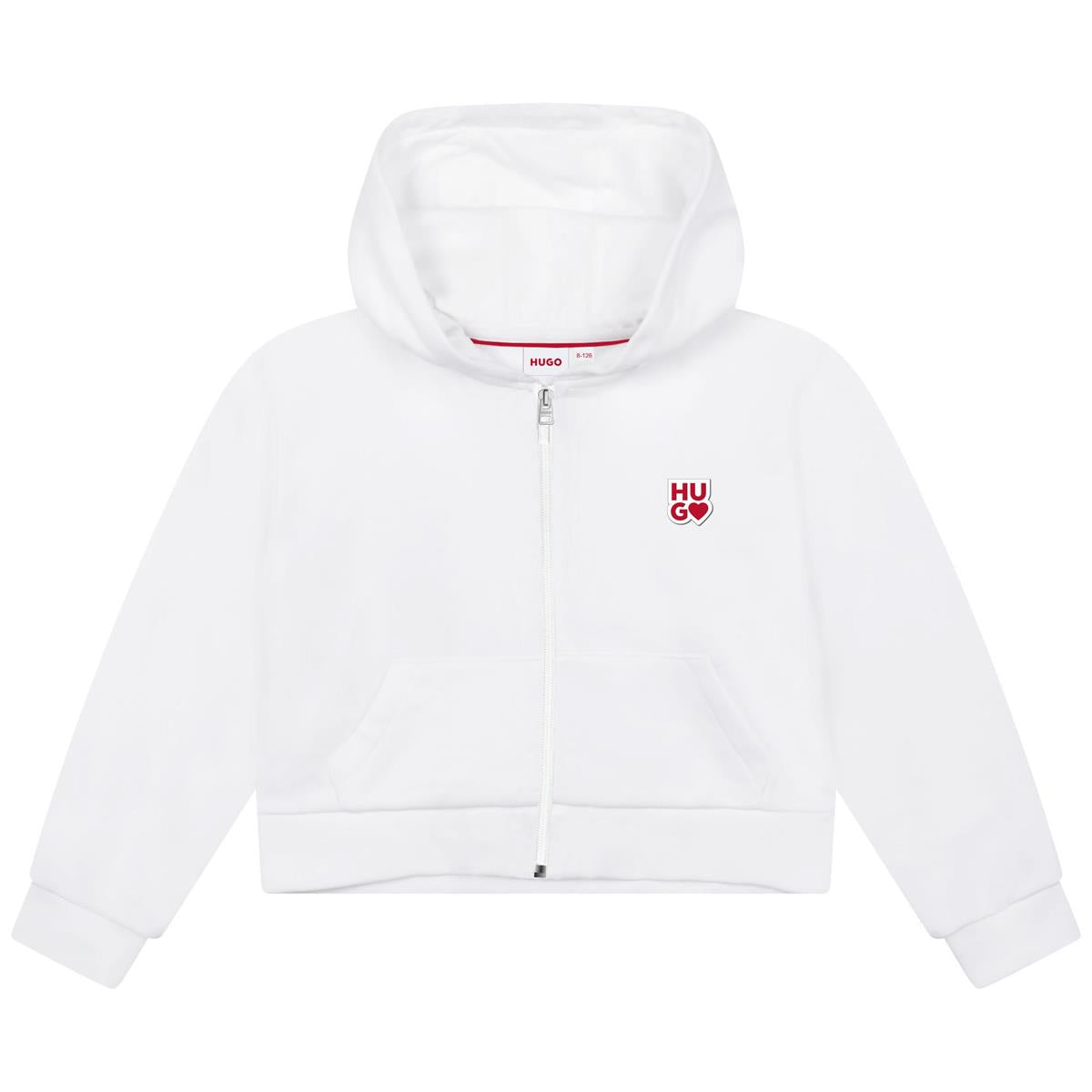 Girls White Zip-Up Top