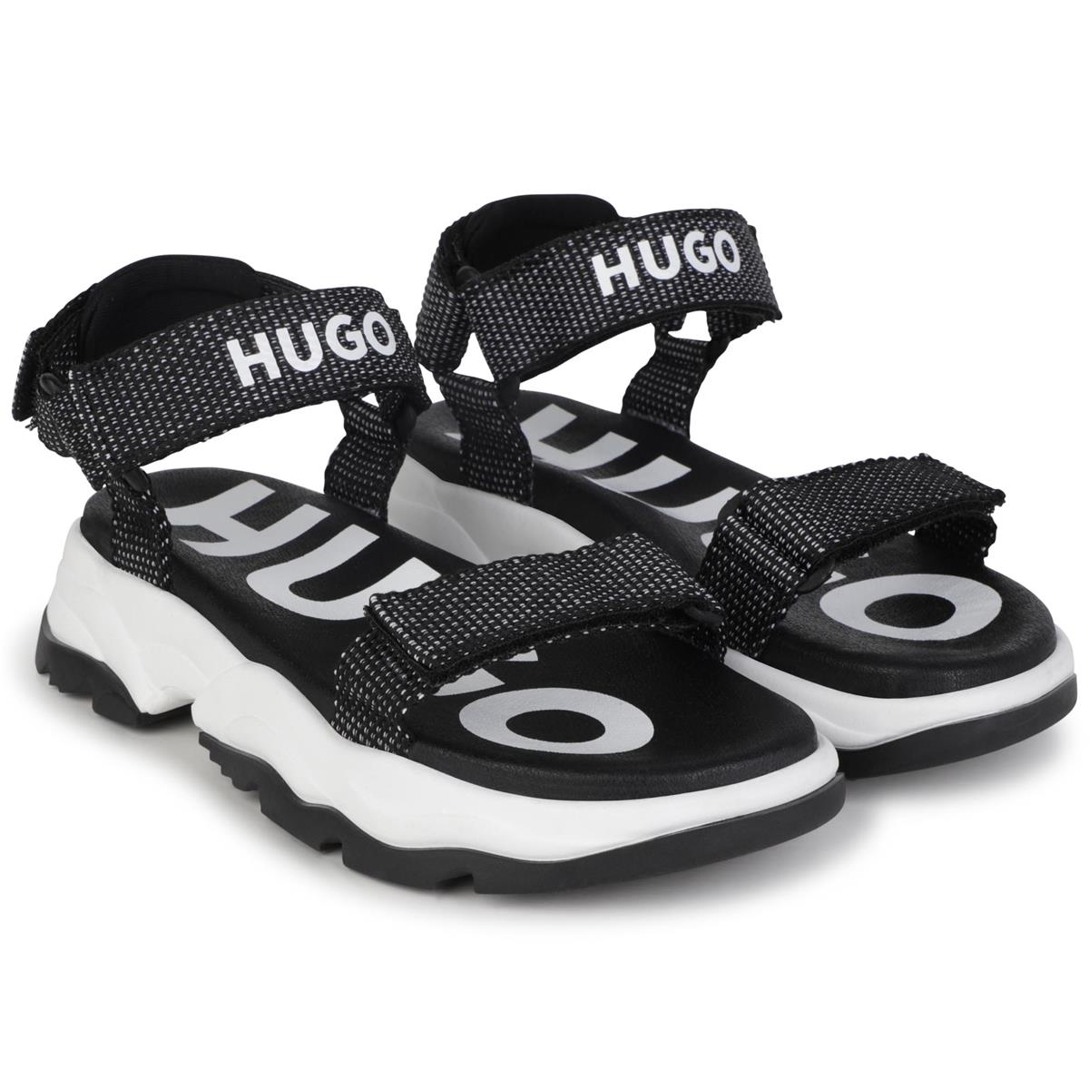 Boys & Girls Black Logo Sandals