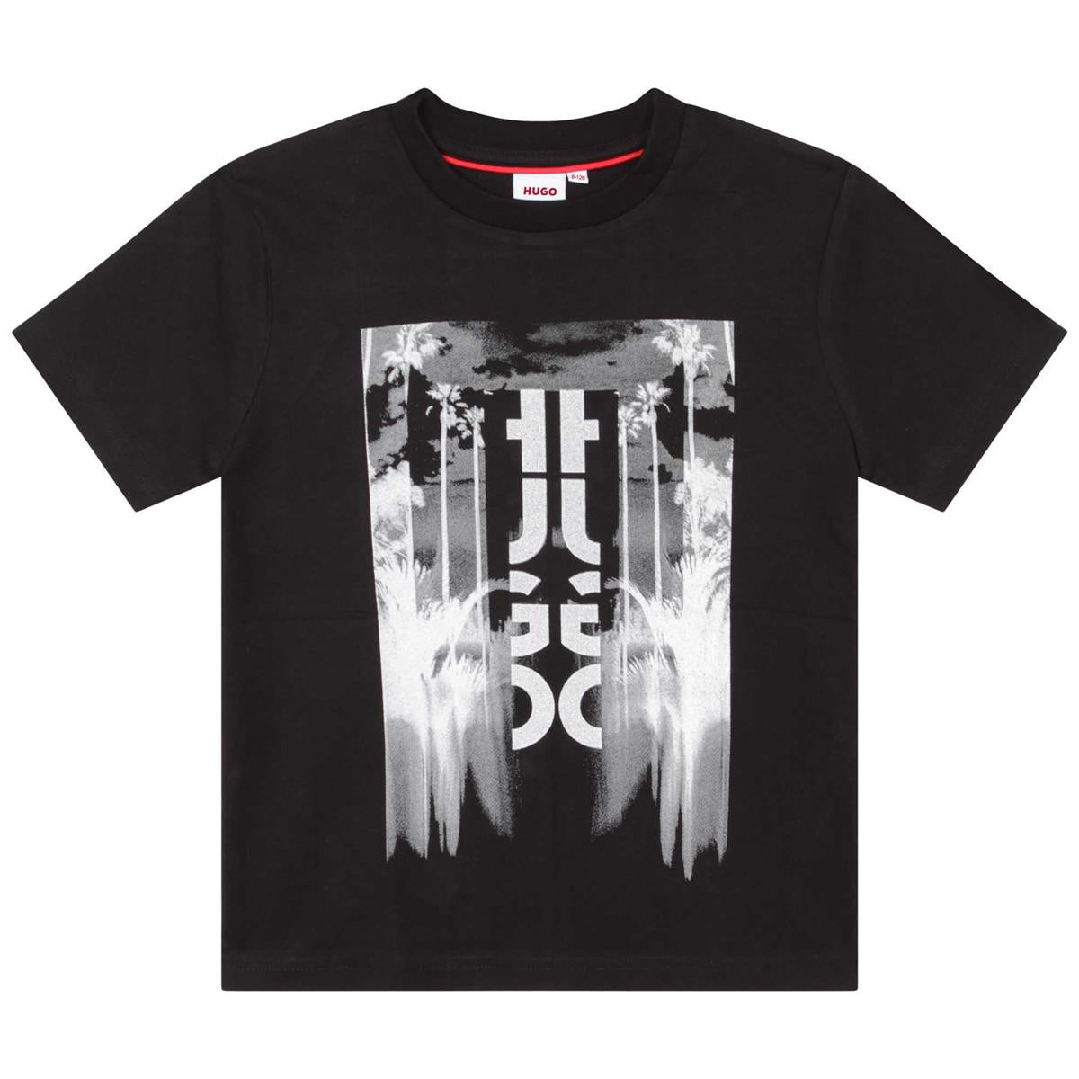 Boys Black Printed T-Shirt