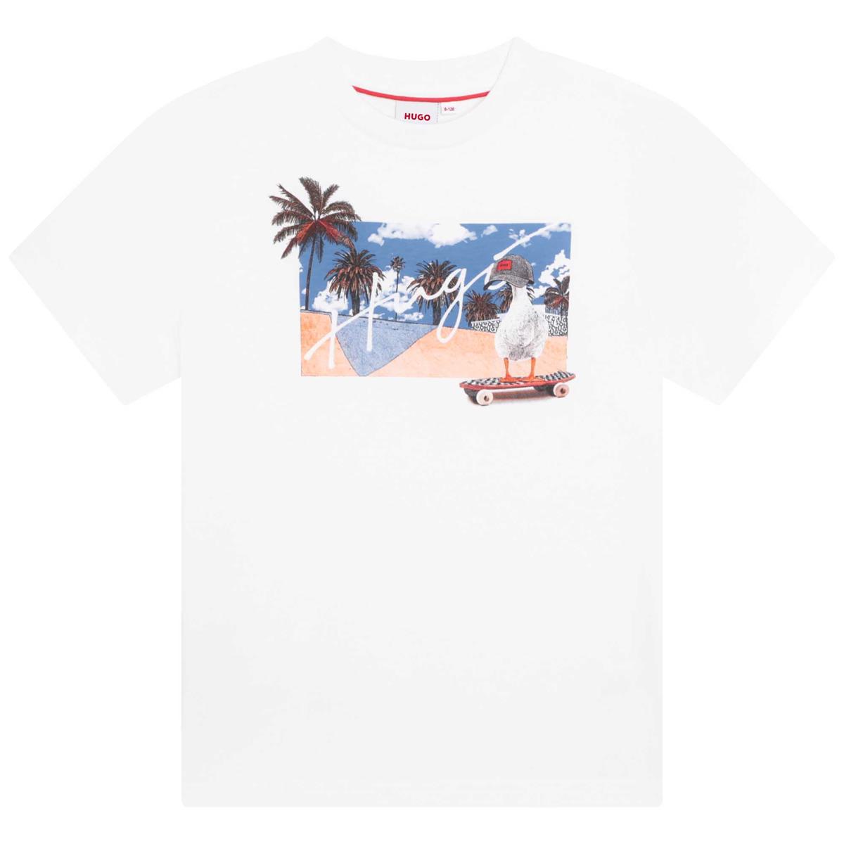 Boys White Printed T-Shirt