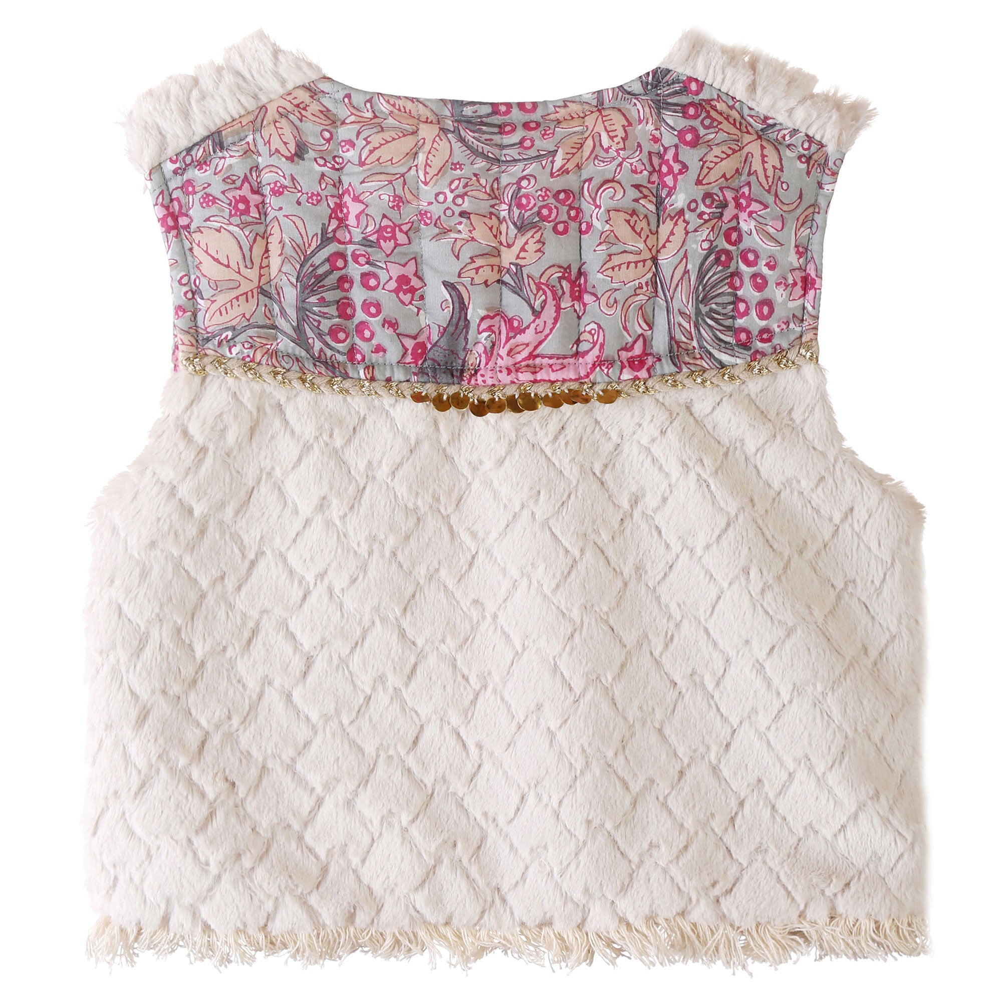 Girls Beige Embroidered Trims Cotton 'Hama' Gilt - CÉMAROSE | Children's Fashion Store - 2